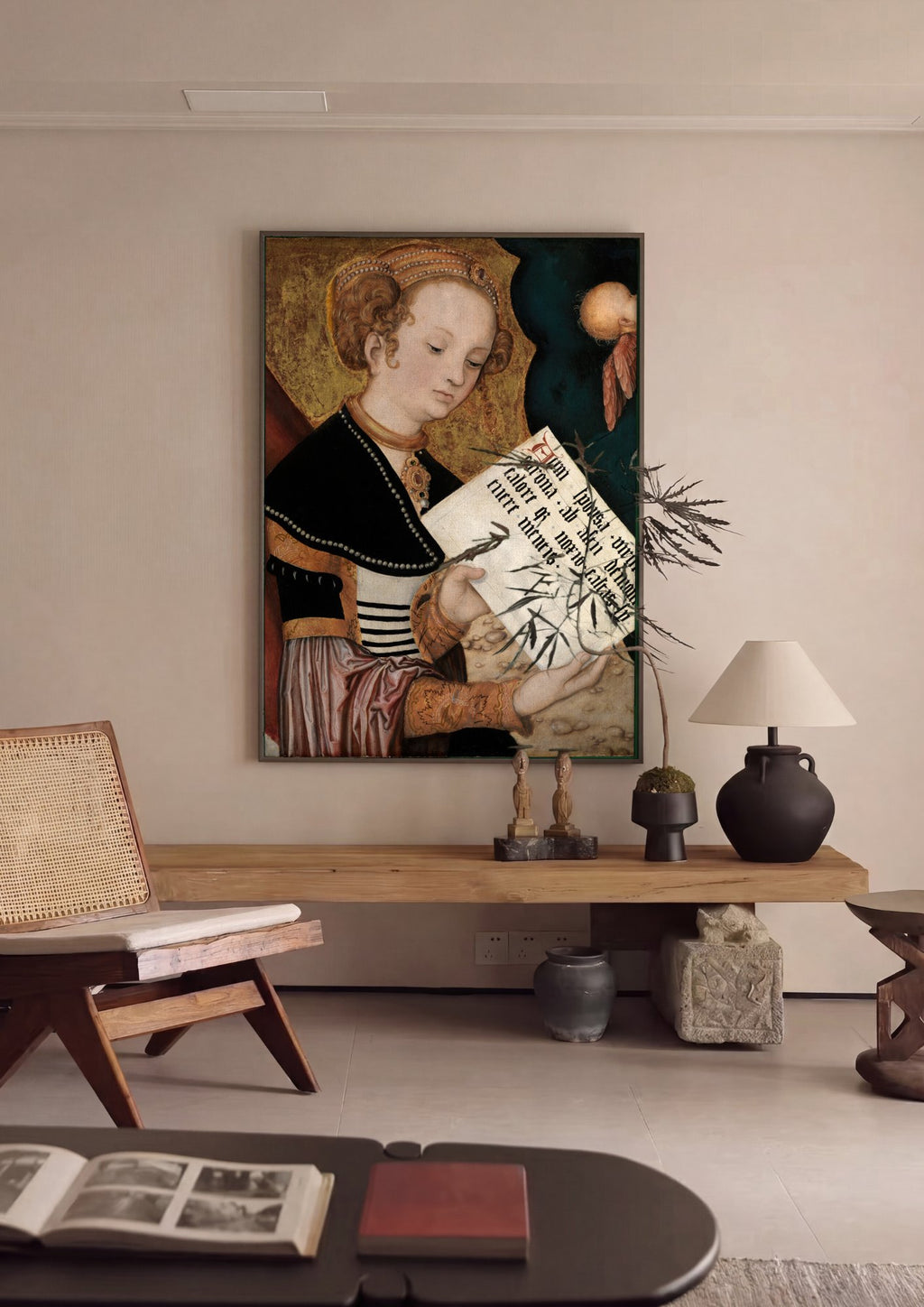 Quadro Decorativo Santa Catarina de Alexandria - Cranach em ambiente decorado
