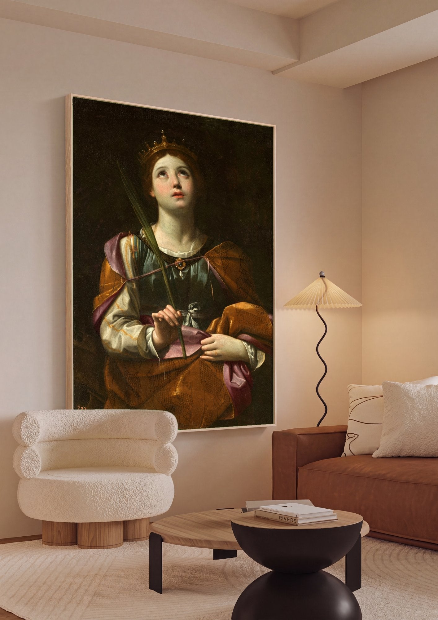 Quadro Decorativo Santa Catarina de Alexandria - Guido Reni em ambiente decorado