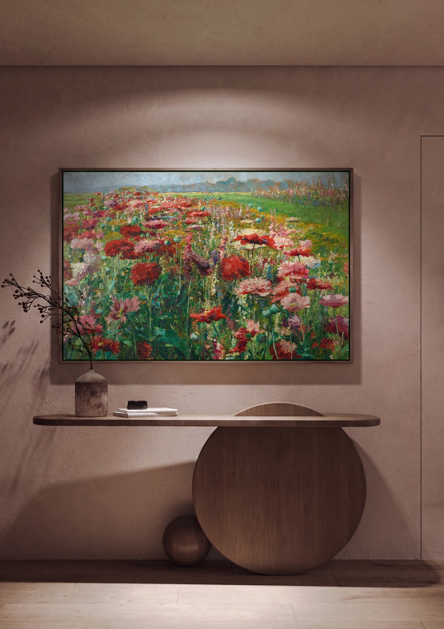 Quadro Decorativo Campo de Papoulas - Olga Wisinger-Florian em ambiente decorado