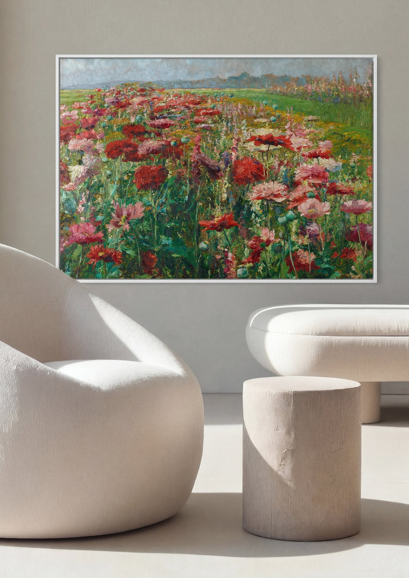 Quadro Decorativo Campo de Papoulas - Olga Wisinger-Florian em ambiente decorado