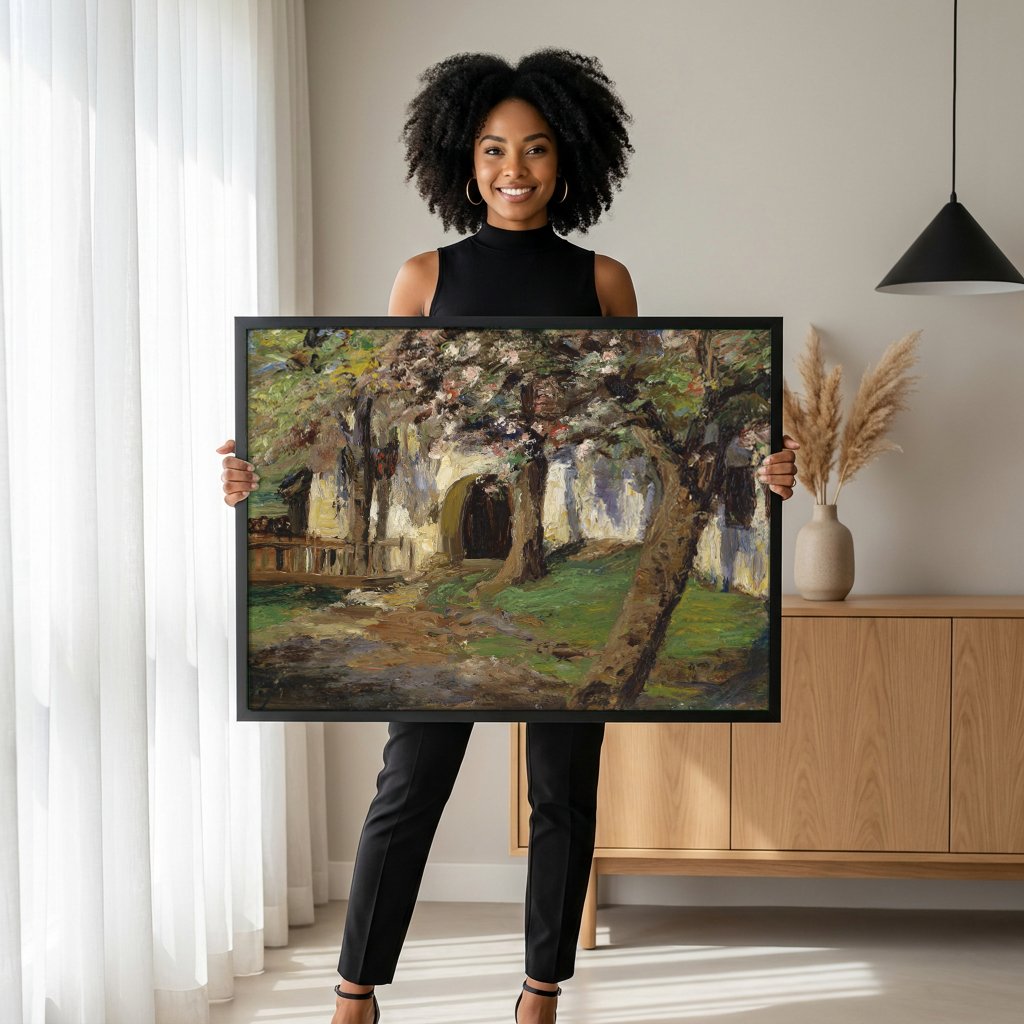 Quadro Decorativo 'A Entrada da Casa' - Olga Wisinger-Florian com modelo em ambiente