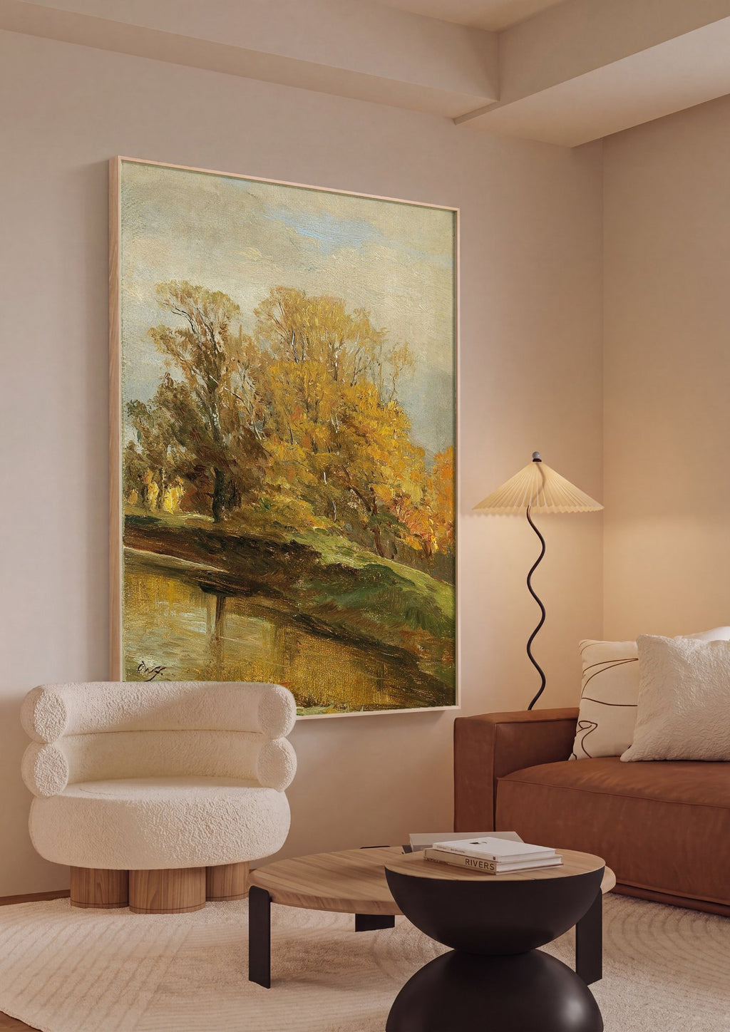 Quadro Decorativo Paisagem Outonal - Olga Wisinger-Florian em ambiente decorado