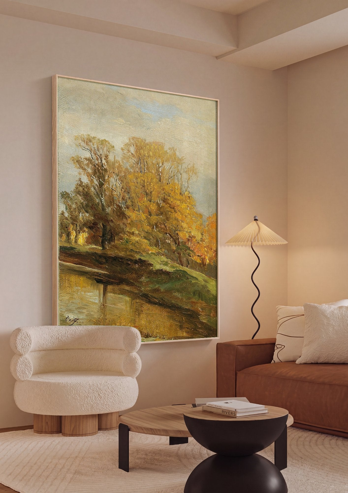 Quadro Decorativo Paisagem Outonal - Olga Wisinger-Florian em ambiente decorado