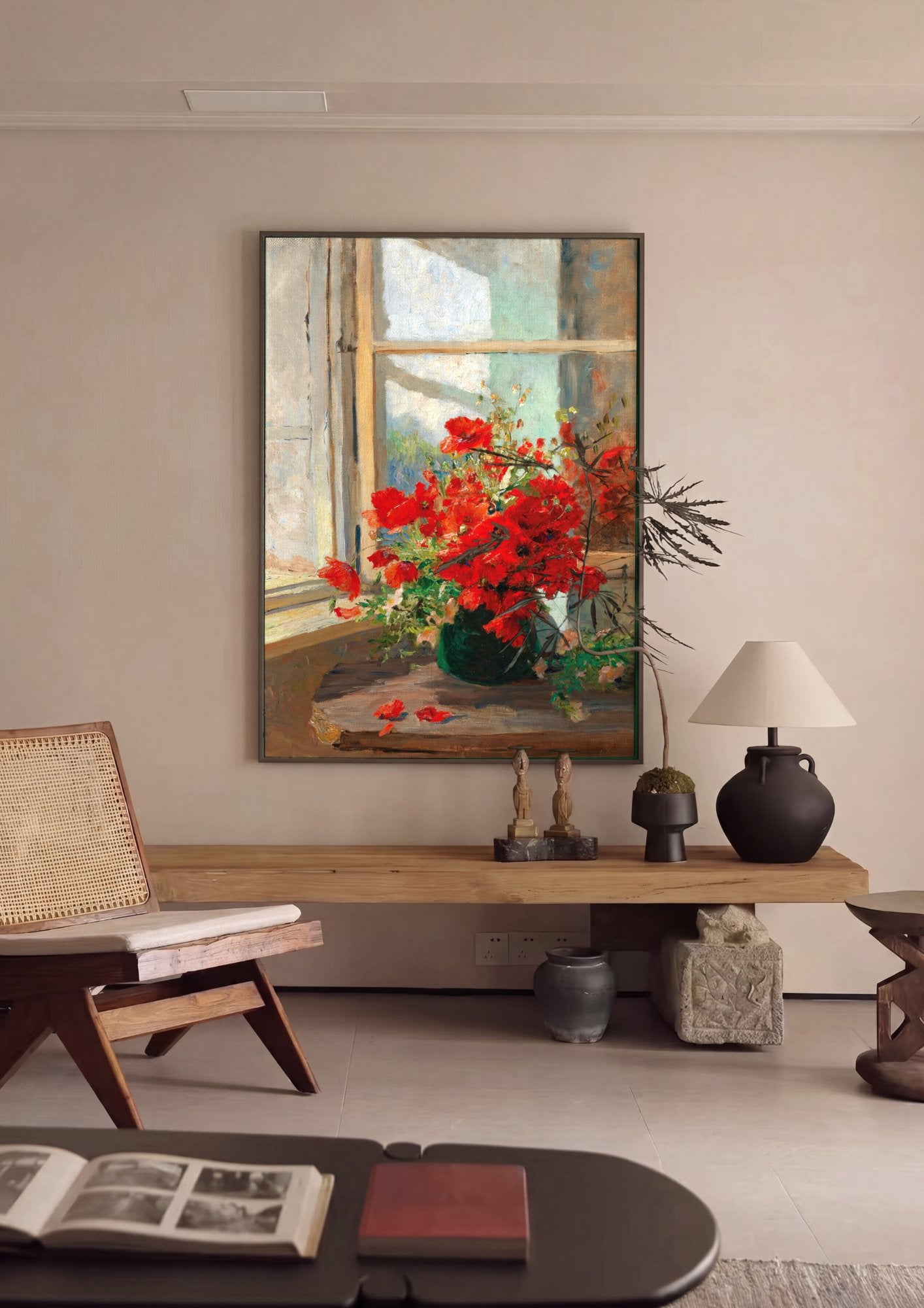 Quadro Decorativo Papoulas à Janela - Olga Wisinger-Florian em ambiente decorado