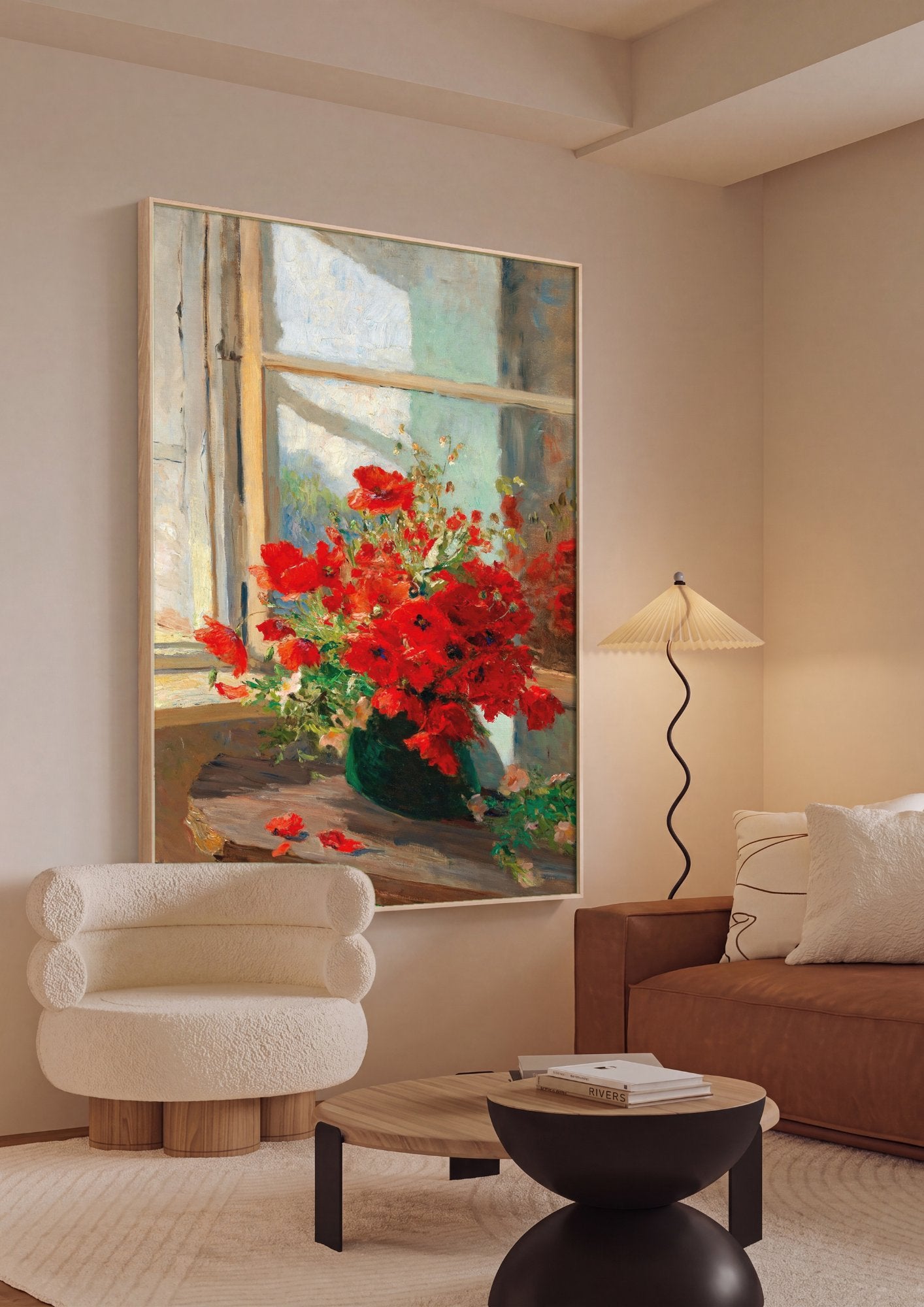 Quadro Decorativo Papoulas à Janela - Olga Wisinger-Florian em ambiente decorado