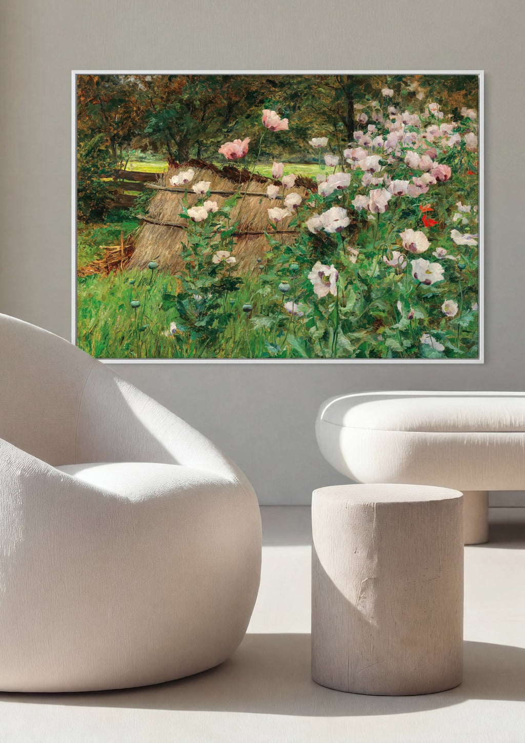 Quadro Decorativo Campo de Papoulas - Olga Wisinger-Florian em ambiente decorado