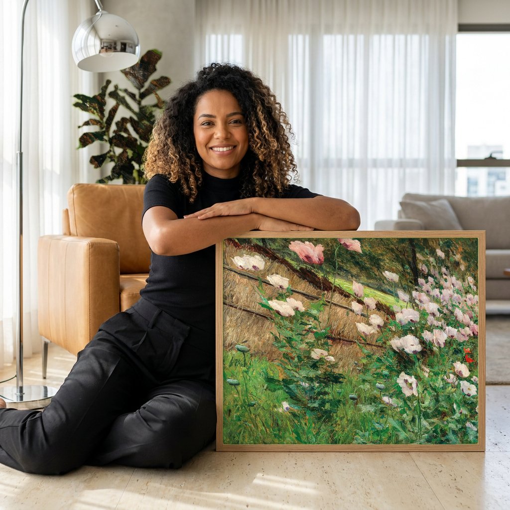 Quadro Decorativo Campo de Papoulas - Olga Wisinger-Florian com modelo em ambiente