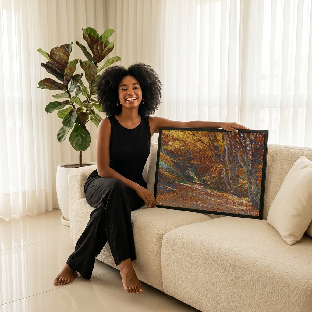 Quadro Decorativo Caminho de Outono - Olga Wisinger-Florian com modelo em ambiente