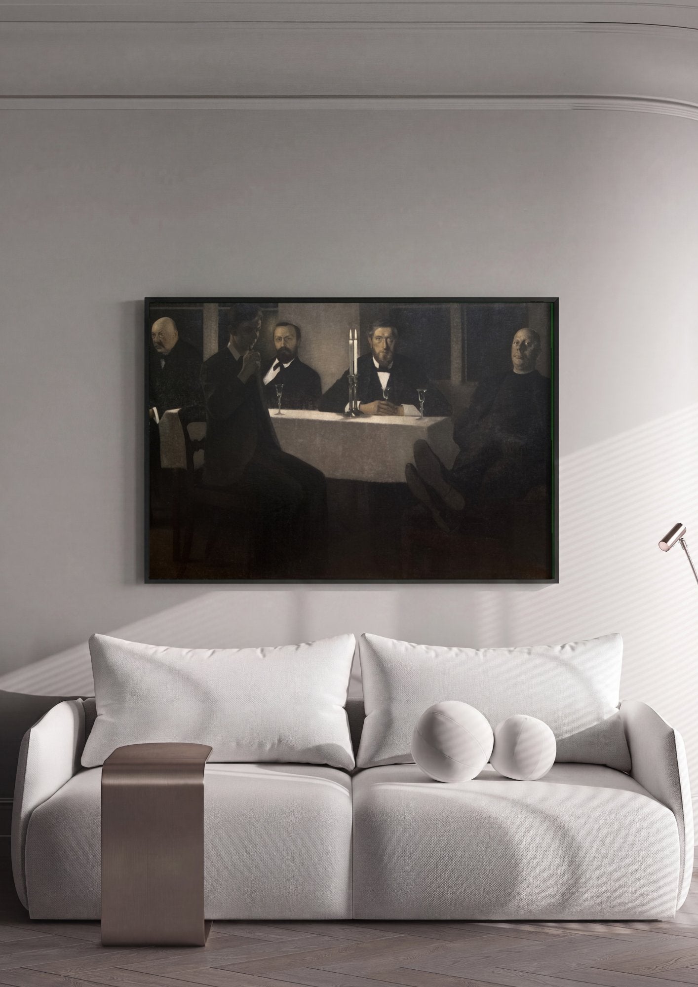 Quadro Decorativo A Grande Reunião - Vilhelm Hammershøi em ambiente decorado