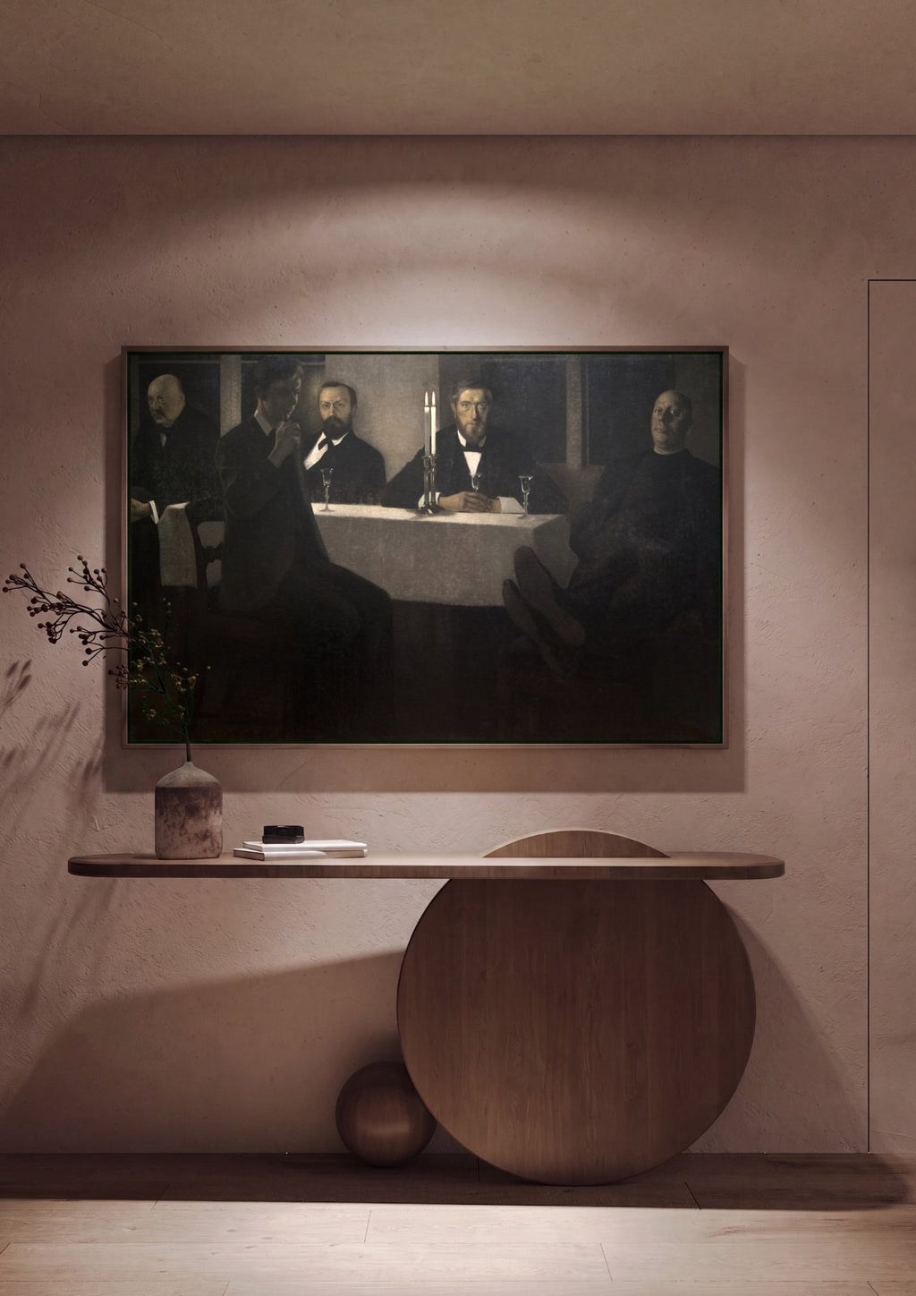 Quadro Decorativo A Grande Reunião - Vilhelm Hammershøi em ambiente decorado