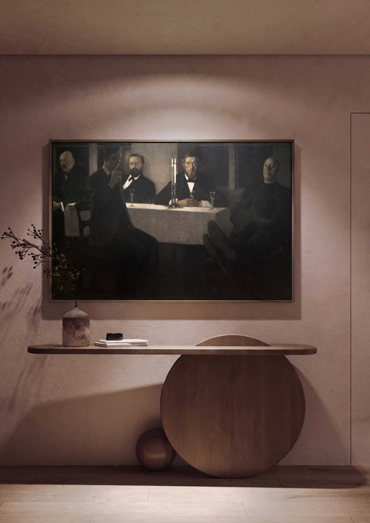 Quadro Decorativo A Grande Reunião - Vilhelm Hammershøi em ambiente decorado