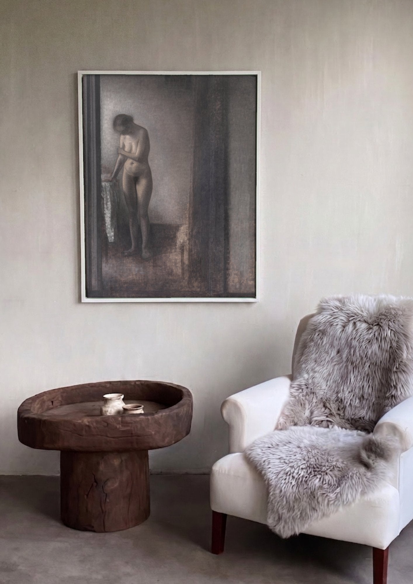 Quadro Decorativo Nudez Enigmática - Vilhelm Hammershøi em ambiente decorado