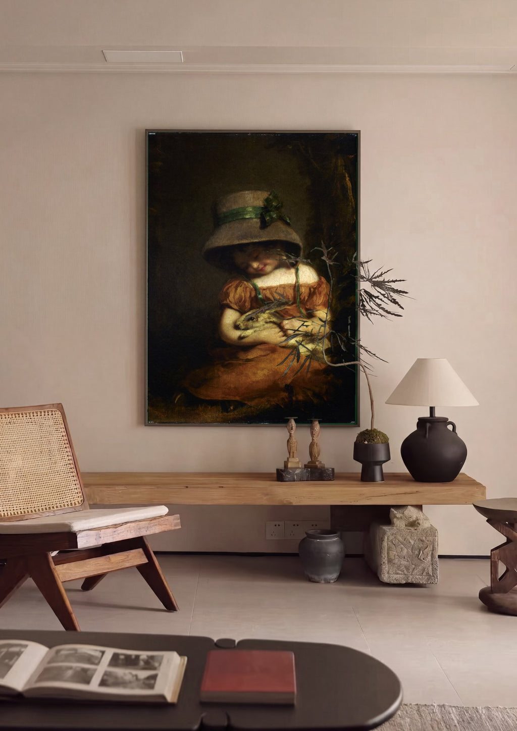 Quadro Decorativo A Menina com o Coelho - John Hoppner em ambiente decorado