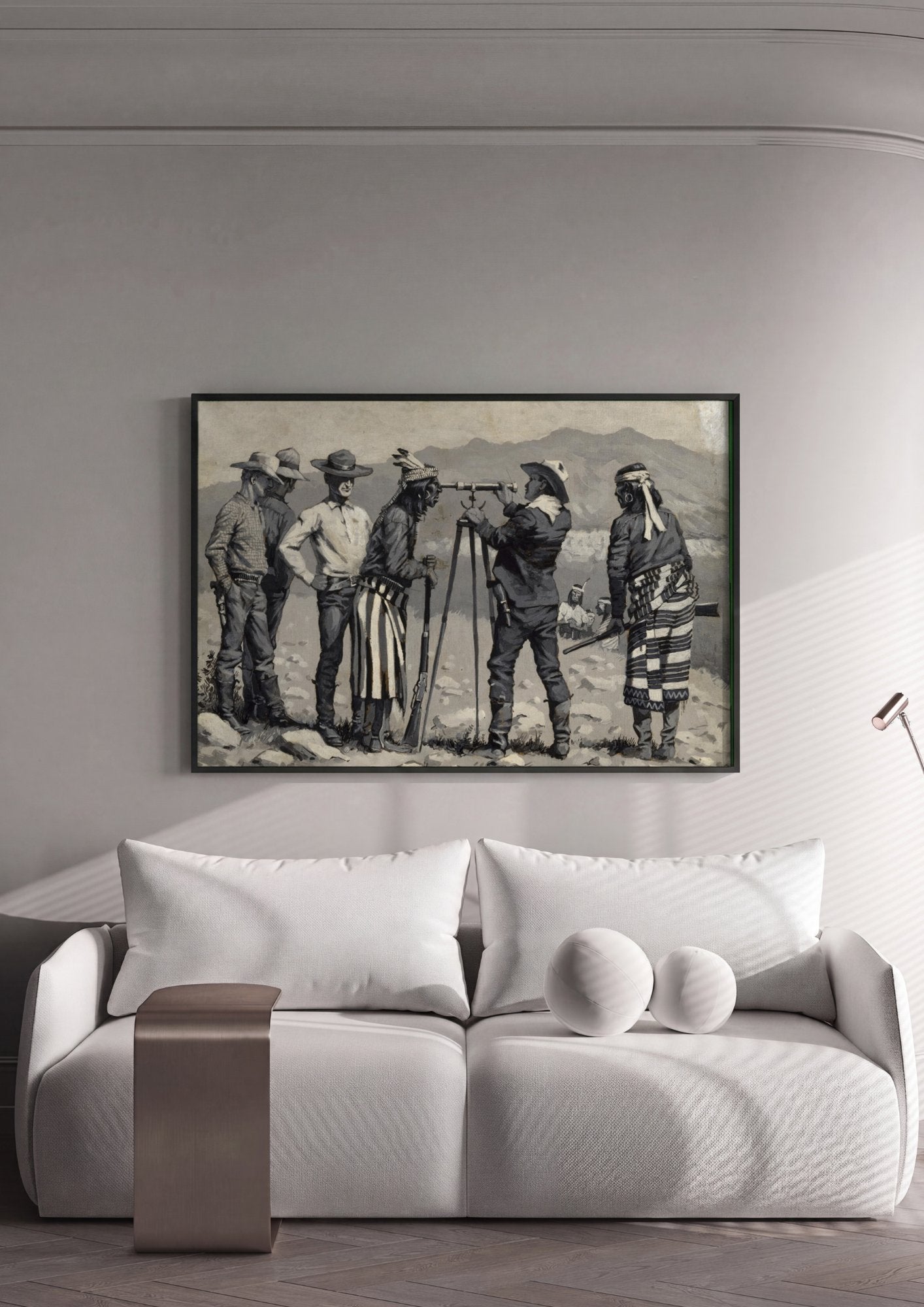Quadro Decorativo A Exploracao do Velho Oeste - Frederic Remington em ambiente decorado