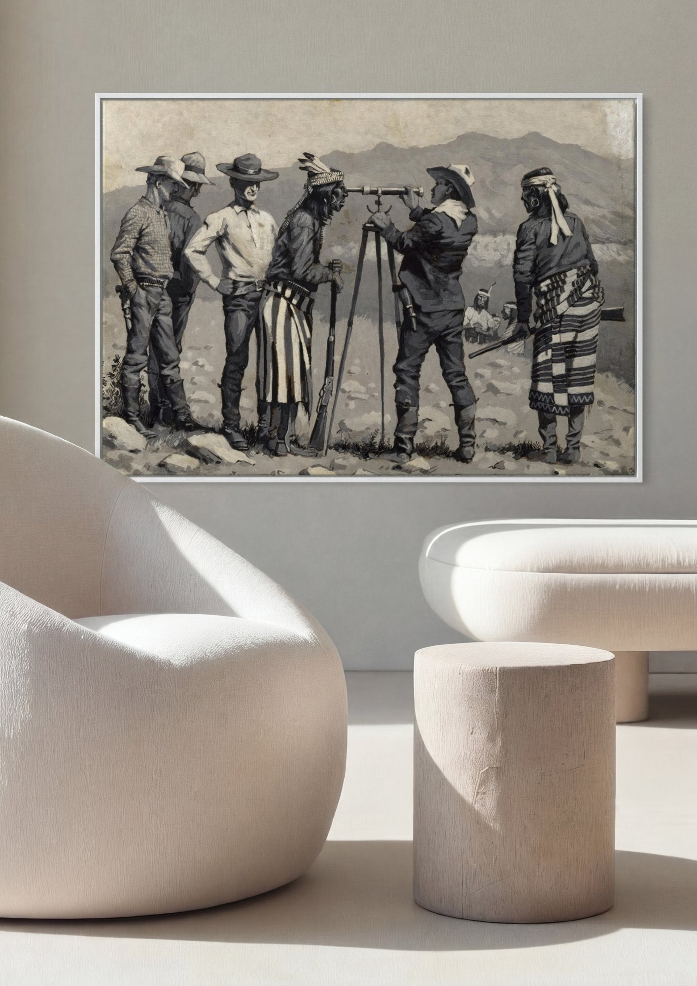 Quadro Decorativo A Exploracao do Velho Oeste - Frederic Remington em ambiente decorado