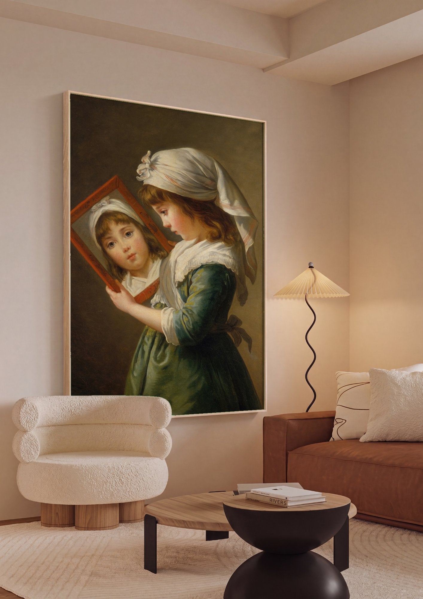 Quadro Decorativo A Menina com o Espelho - Vigée Le Brun em ambiente decorado
