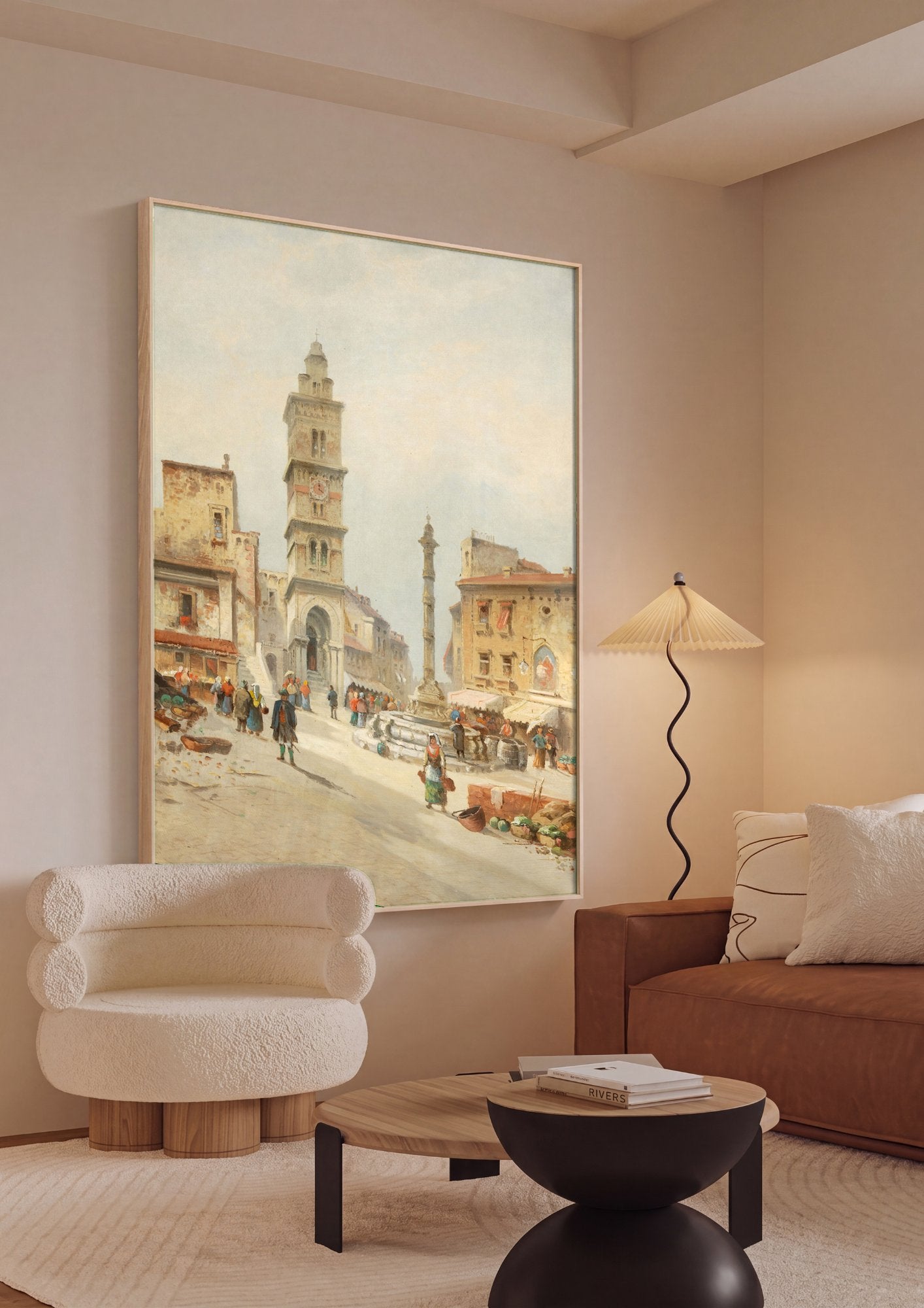 Quadro Decorativo Cena de Mercado Italiano - Karl Kaufmann em ambiente decorado