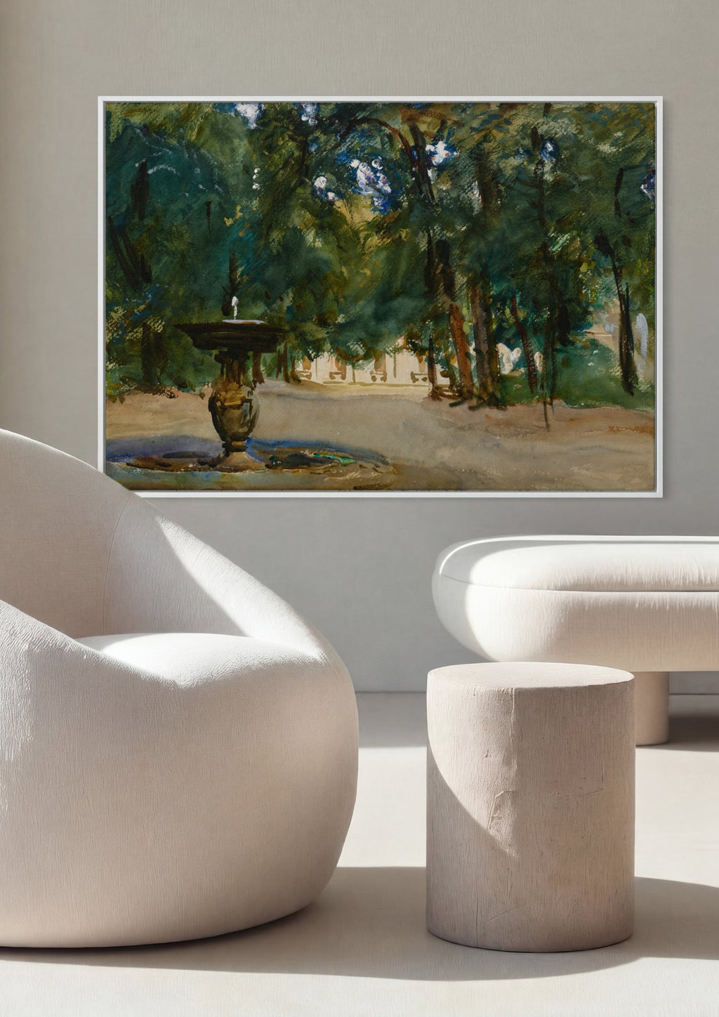 Quadro Decorativo Fonte em Jardim Italiano - John Singer Sargent em ambiente decorado