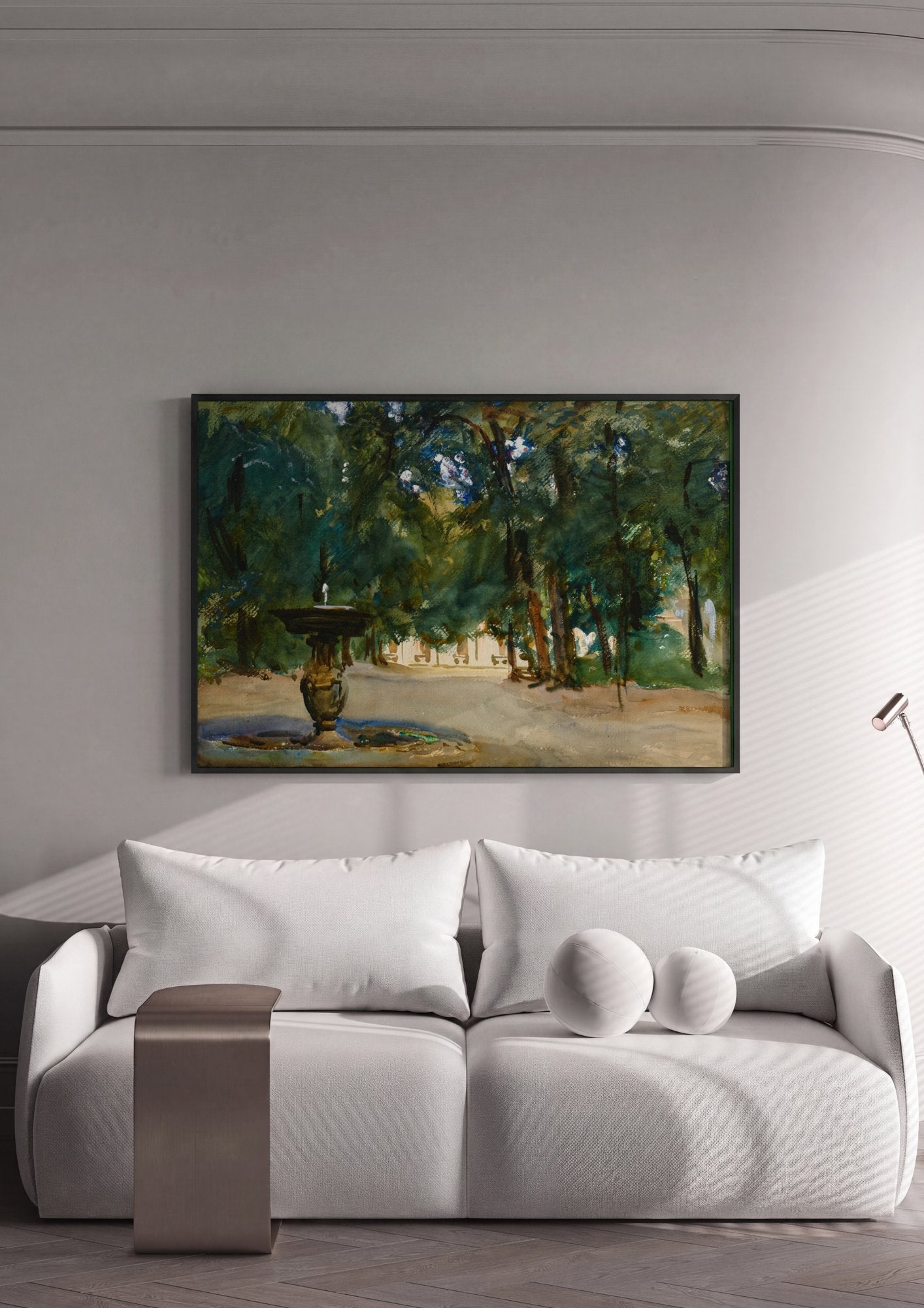 Quadro Decorativo Fonte em Jardim Italiano - John Singer Sargent em ambiente decorado