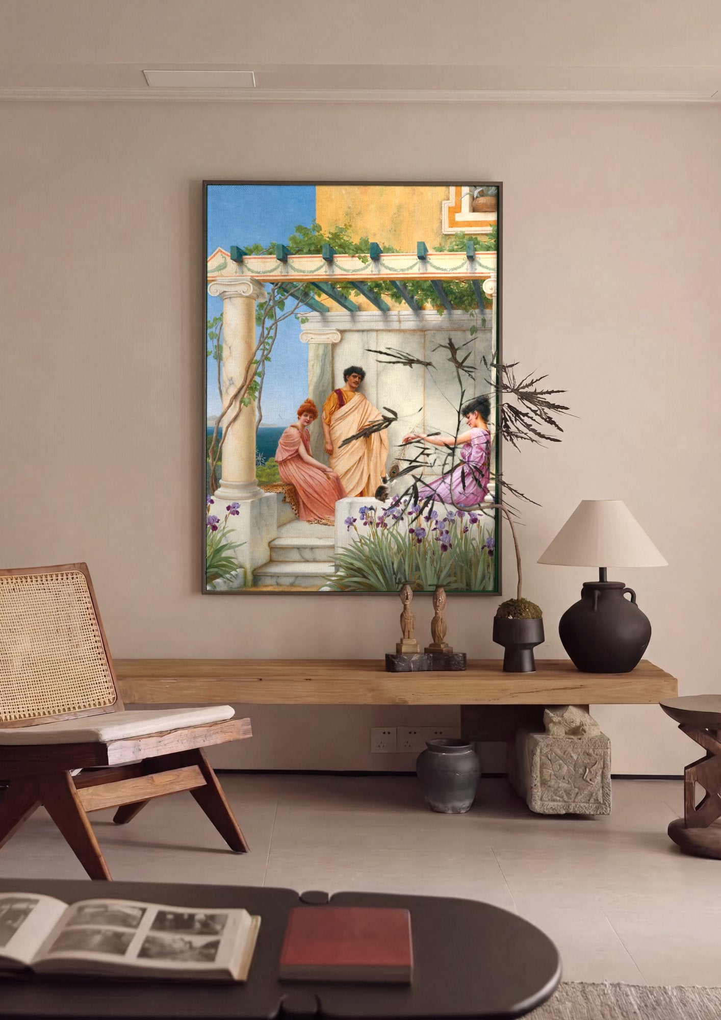 Quadro Decorativo A Conversa - John William Godward em ambiente decorado