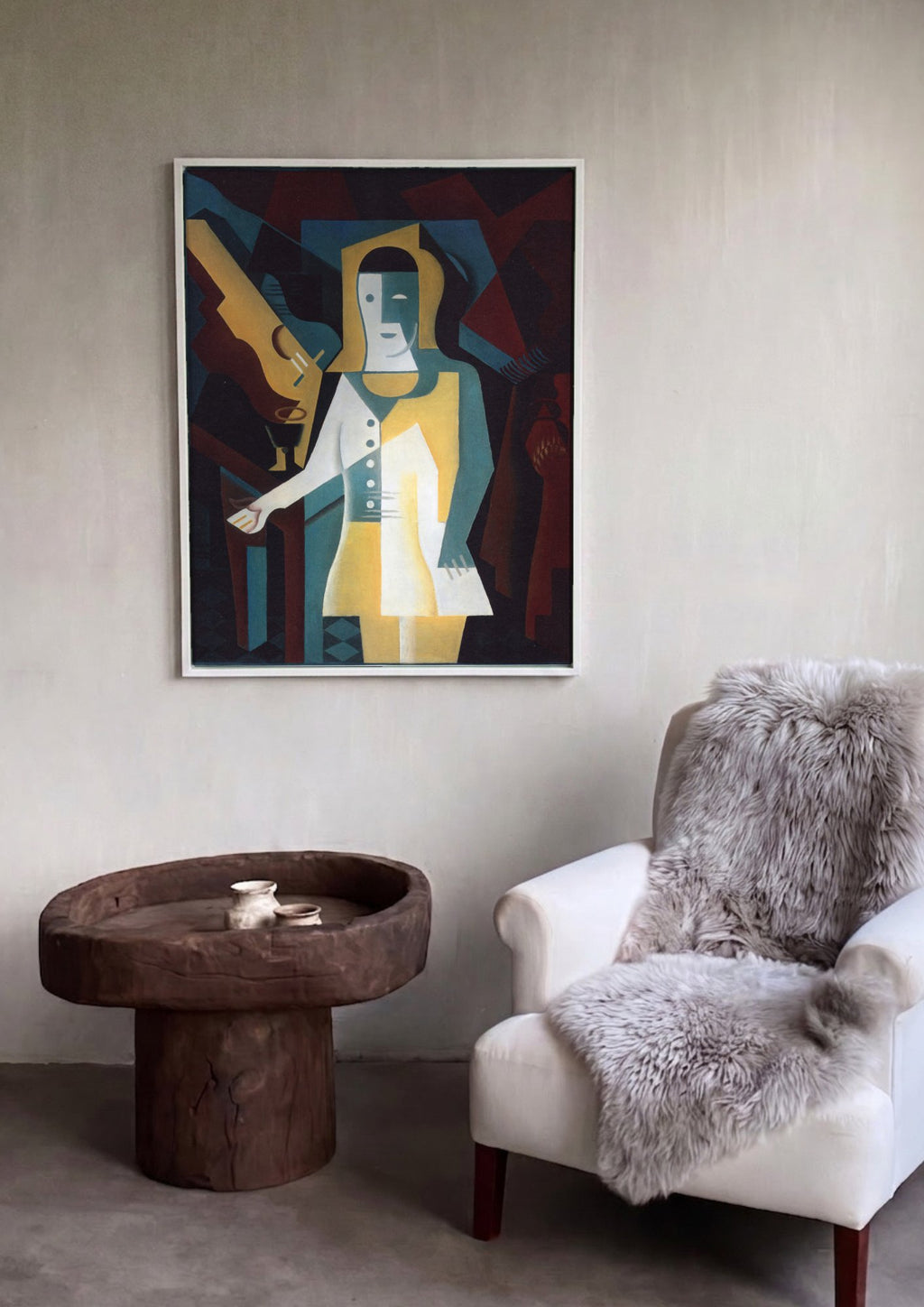 Quadro Decorativo A Mulher com Bandolim - Juan Gris em ambiente decorado