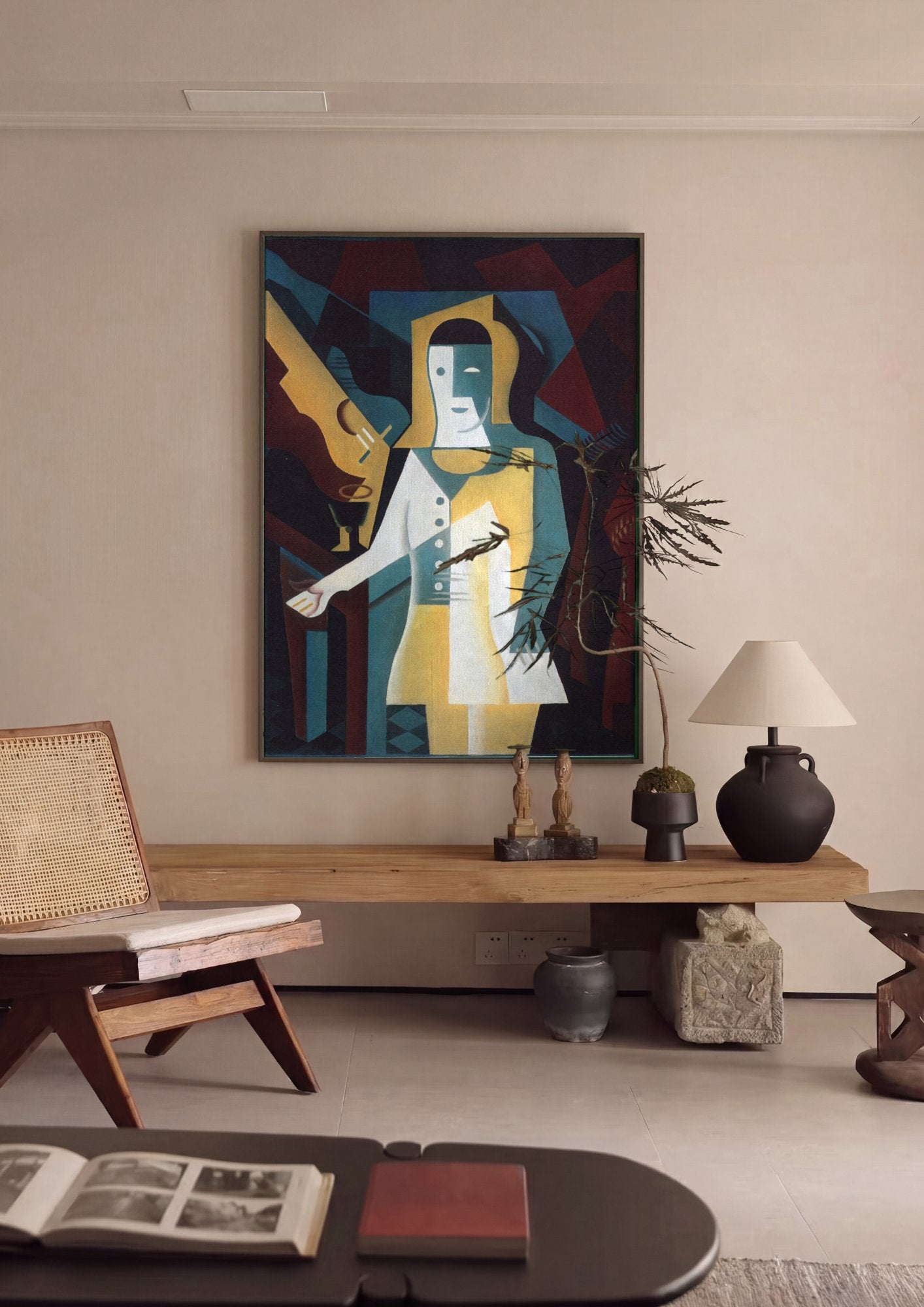 Quadro Decorativo A Mulher com Bandolim - Juan Gris em ambiente decorado