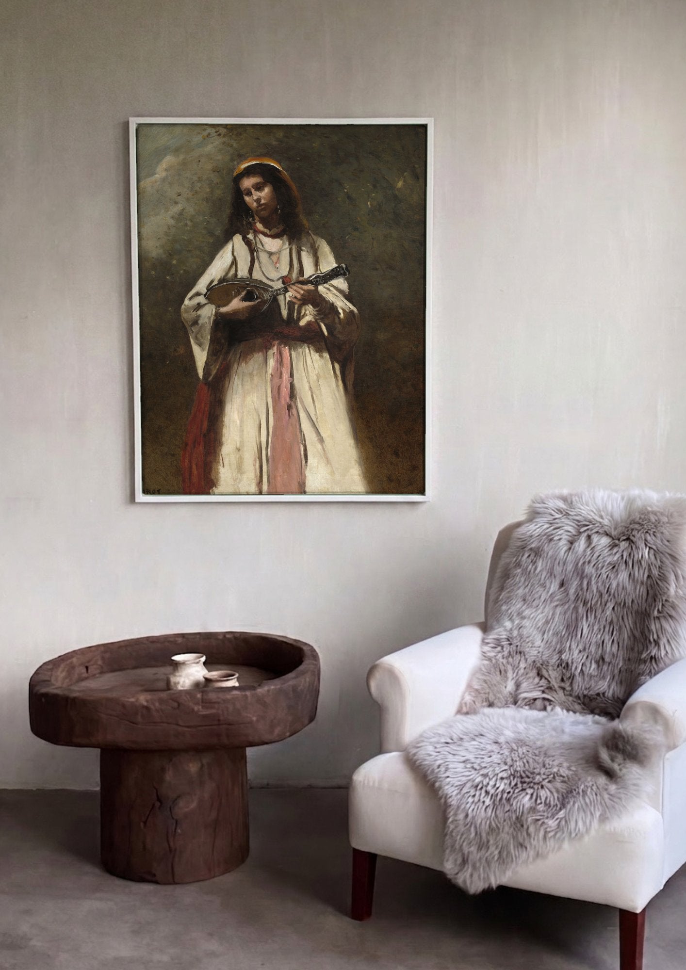 Quadro Decorativo A Cigana com Bandolim - Corot em ambiente decorado