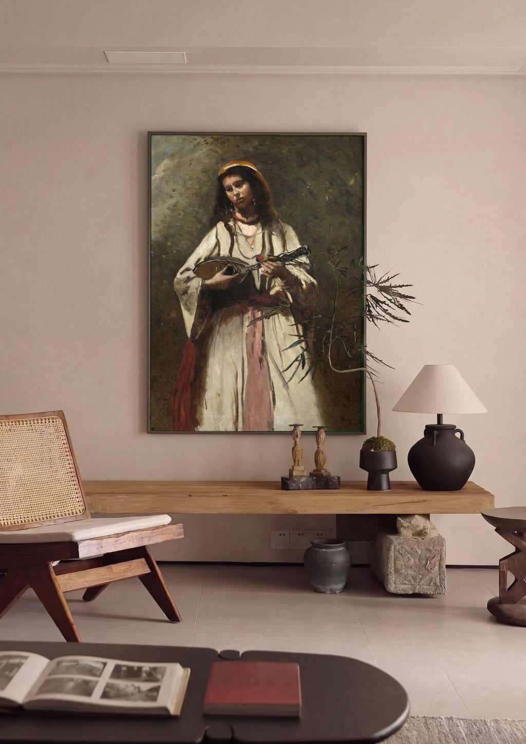 Quadro Decorativo A Cigana com Bandolim - Corot em ambiente decorado