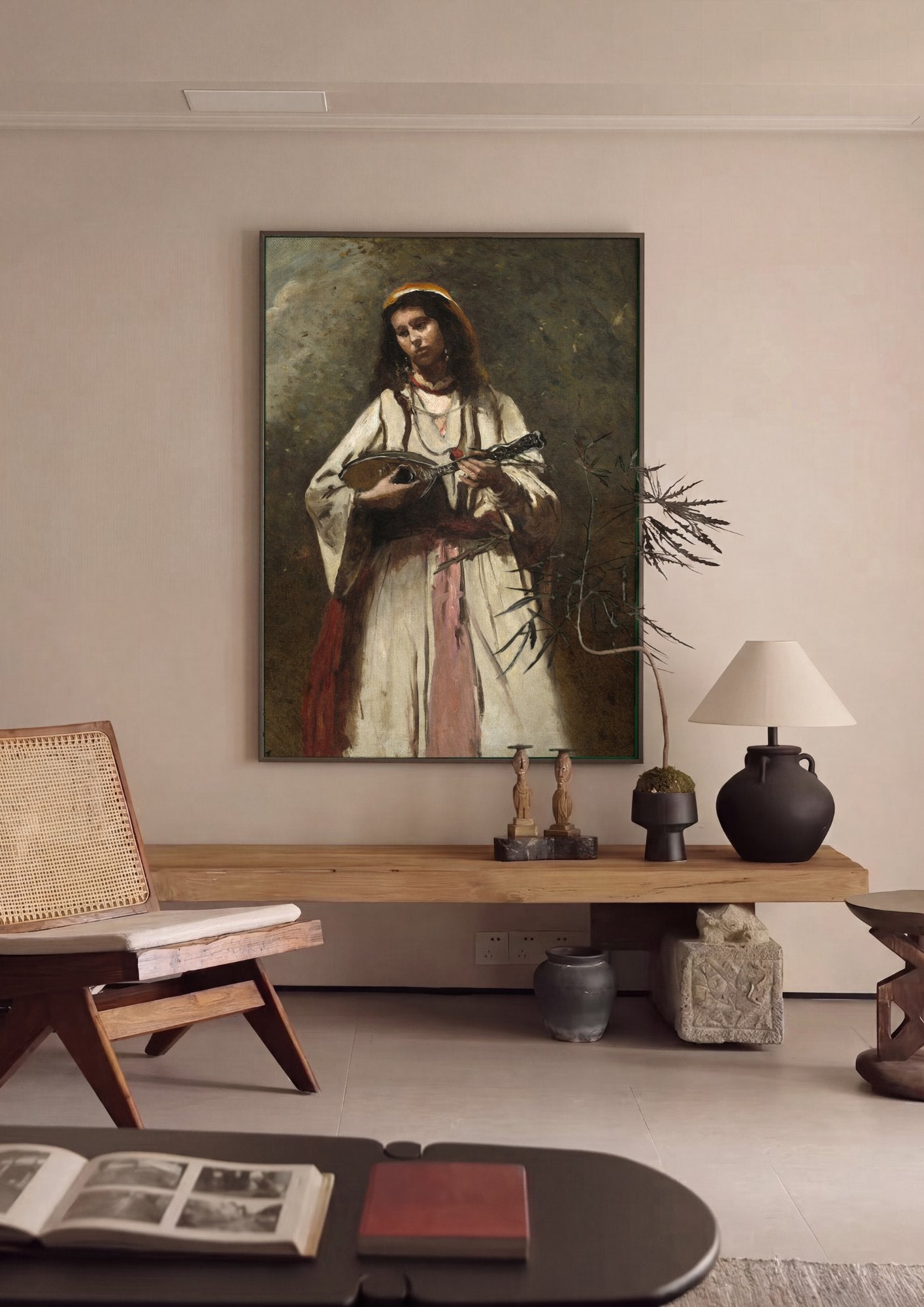 Quadro Decorativo A Cigana com Bandolim - Corot em ambiente decorado