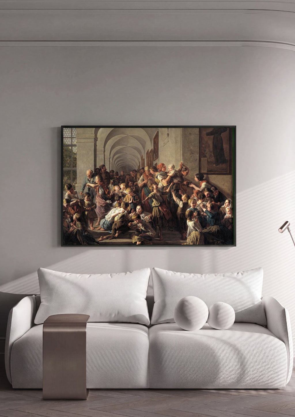 Quadro Decorativo A Distribuição de Alimentos - Ferdinand Georg Waldmüller em ambiente decorado