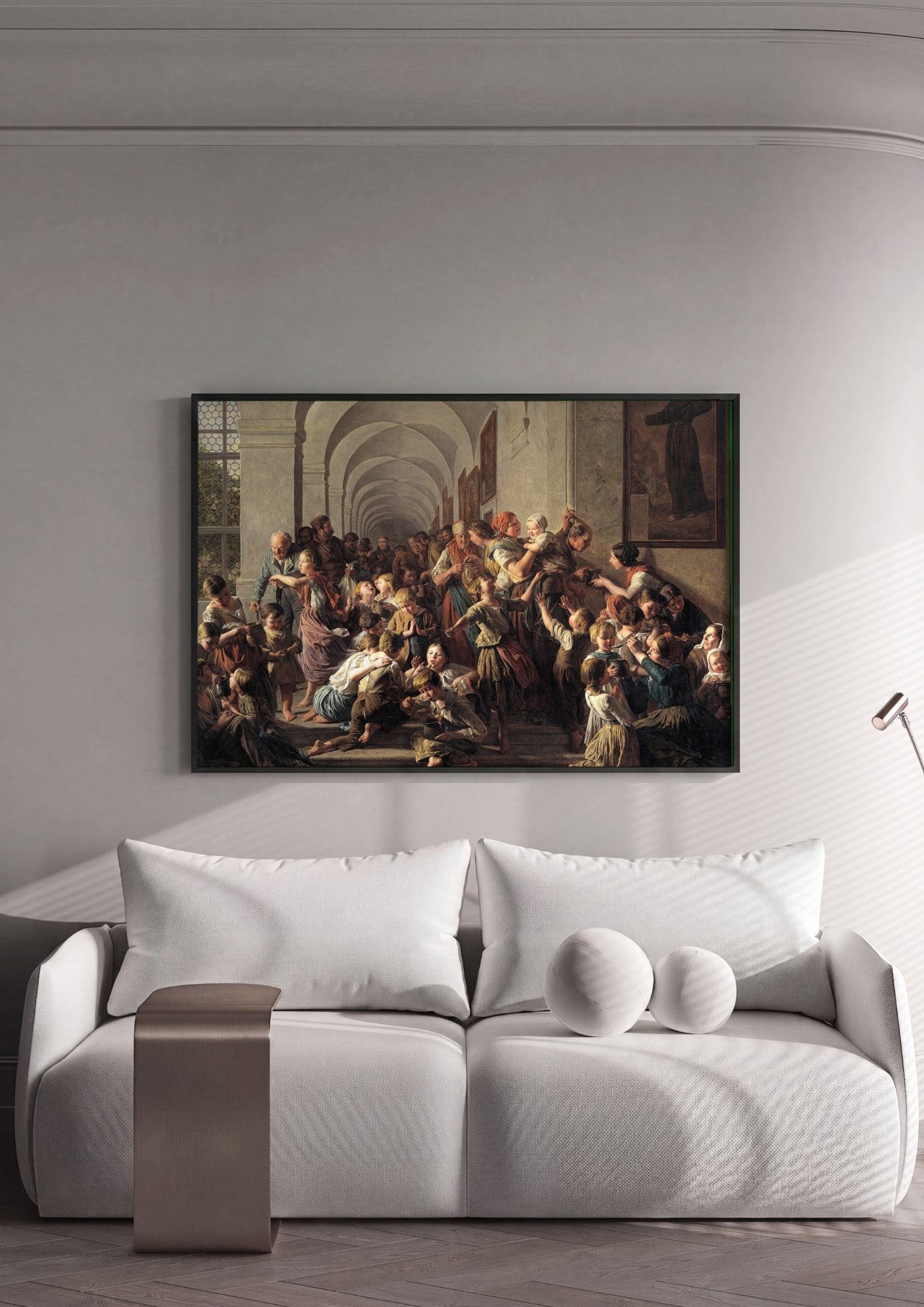 Quadro Decorativo A Distribuição de Alimentos - Ferdinand Georg Waldmüller em ambiente decorado
