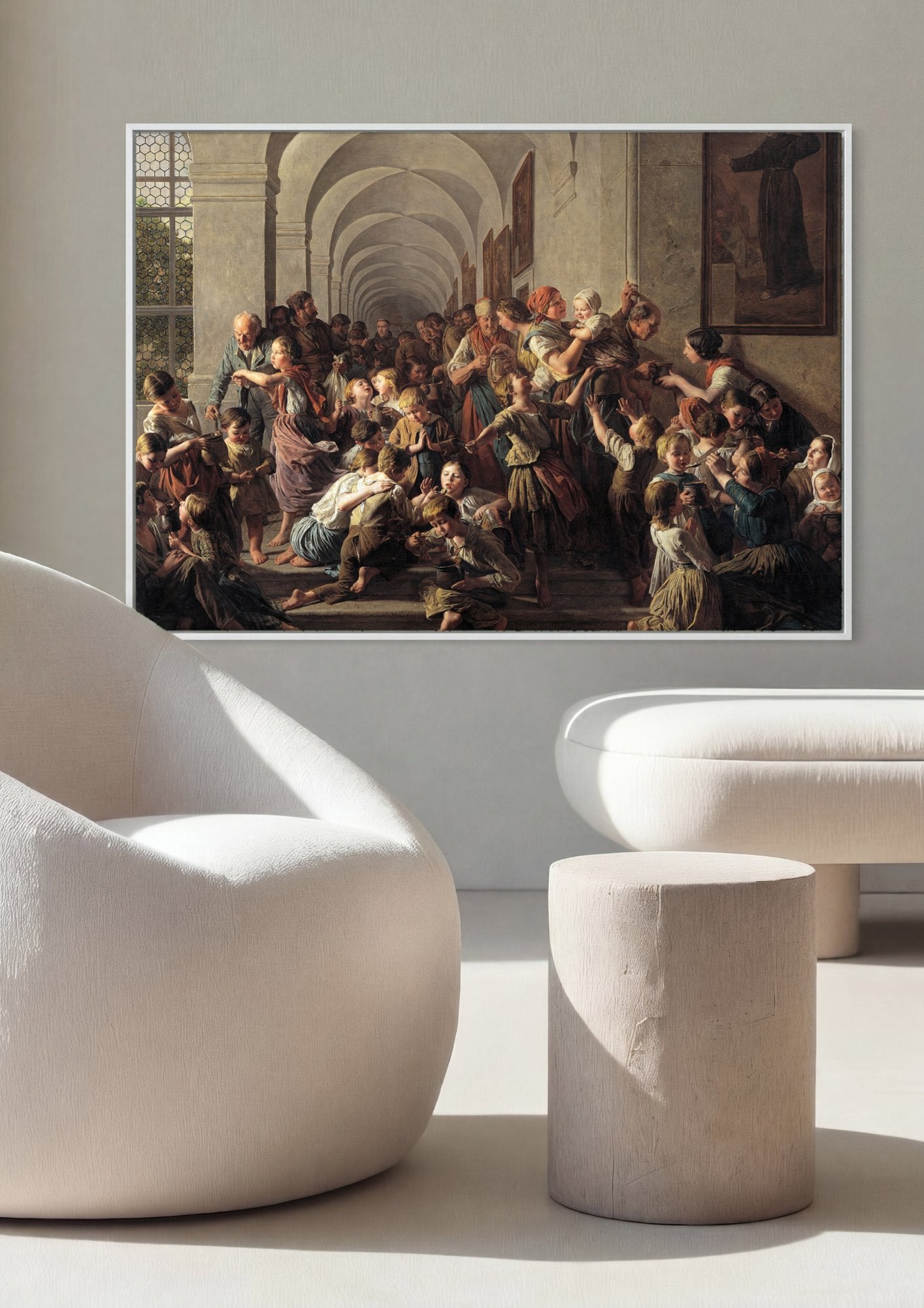 Quadro Decorativo A Distribuição de Alimentos - Ferdinand Georg Waldmüller em ambiente decorado