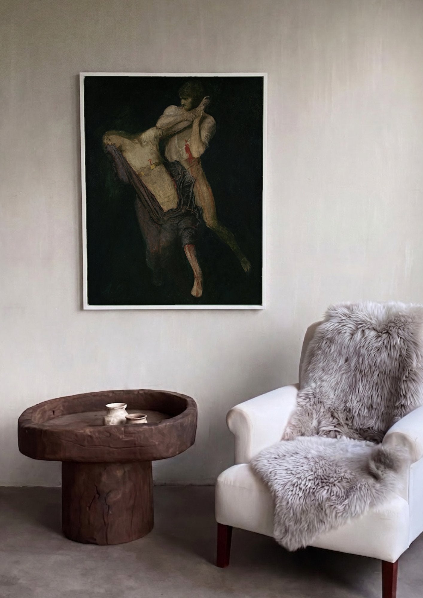 Quadro Decorativo A Peste - Arnold Böcklin em ambiente decorado