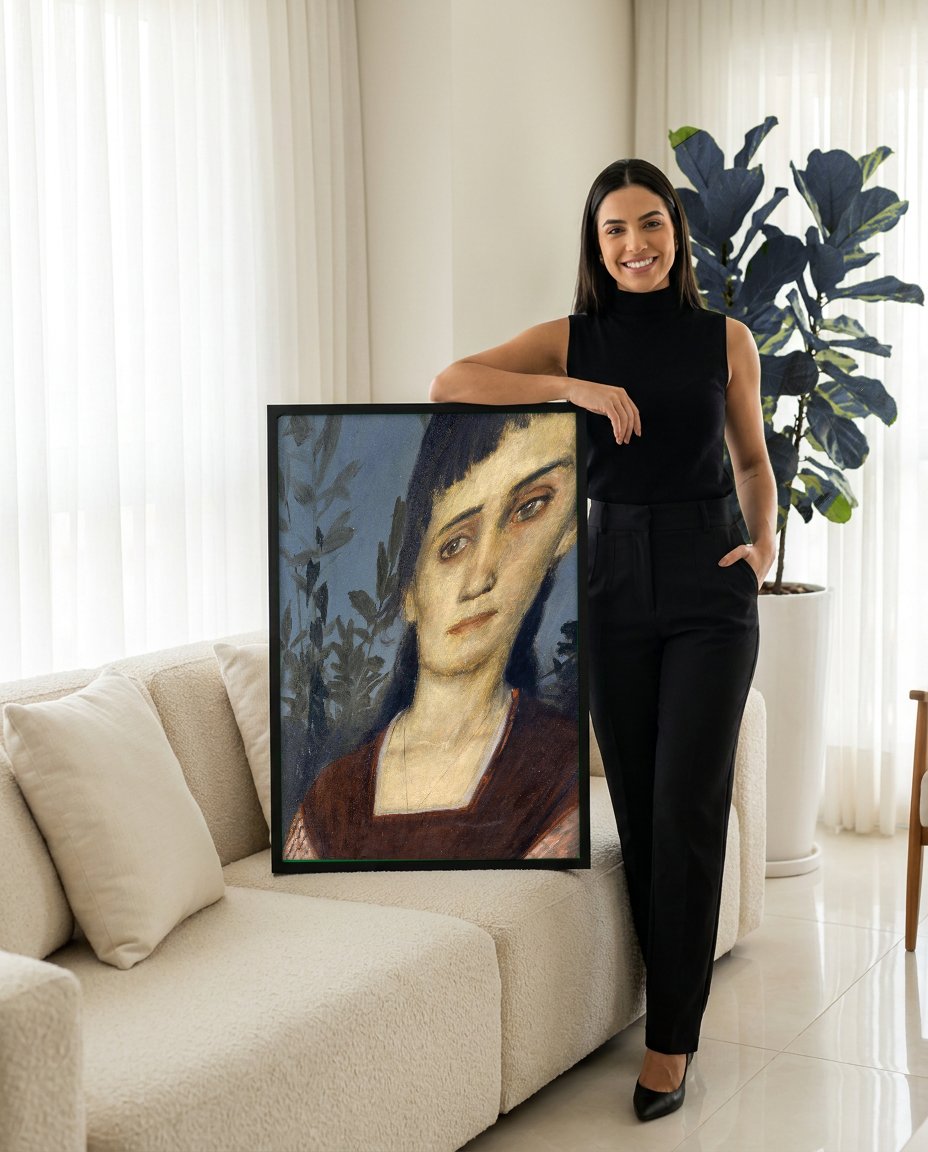Quadro Decorativo 'A Peste' - Arnold Böcklin com modelo em ambiente