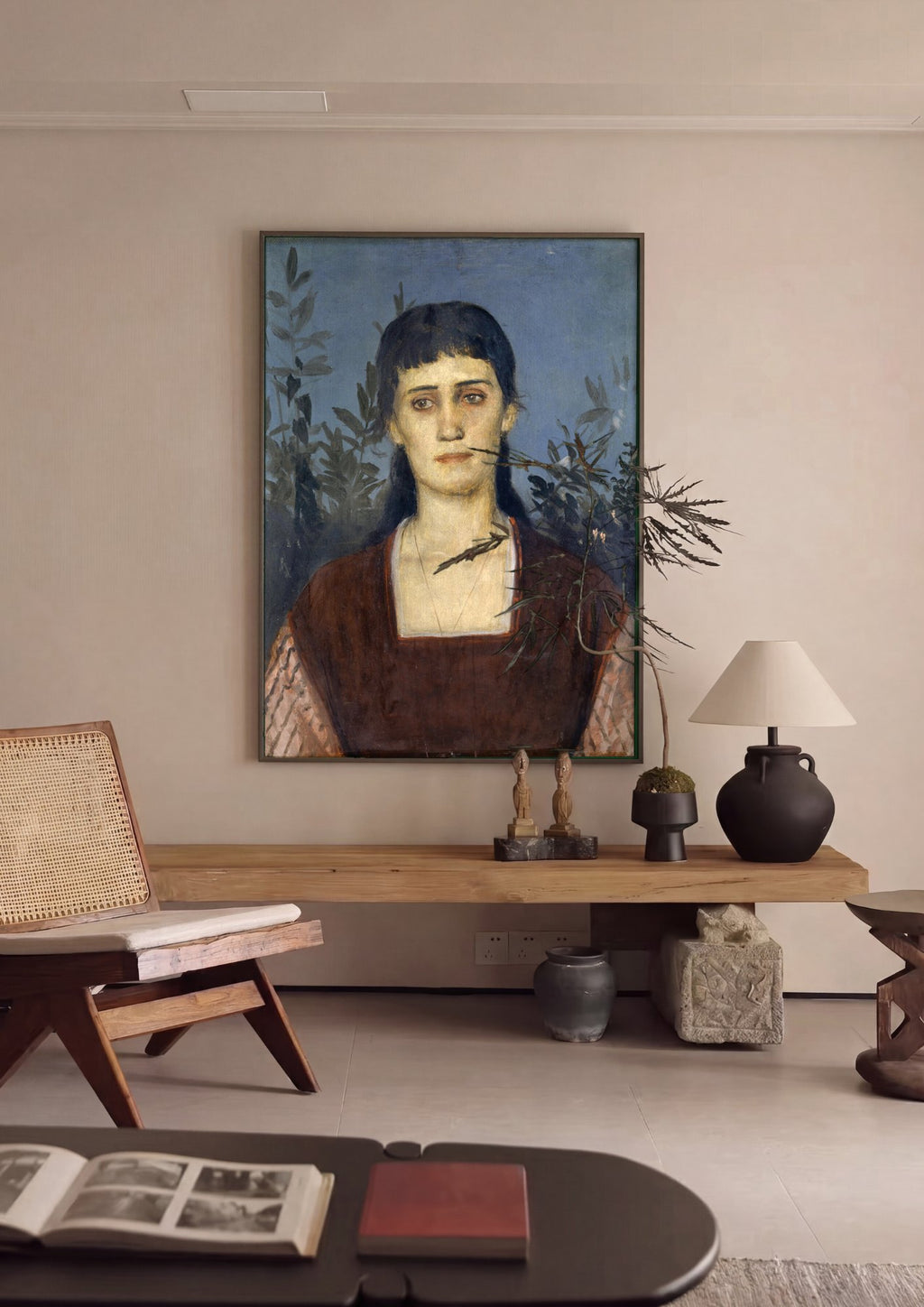 Quadro Decorativo 'A Peste' - Arnold Böcklin em ambiente decorado