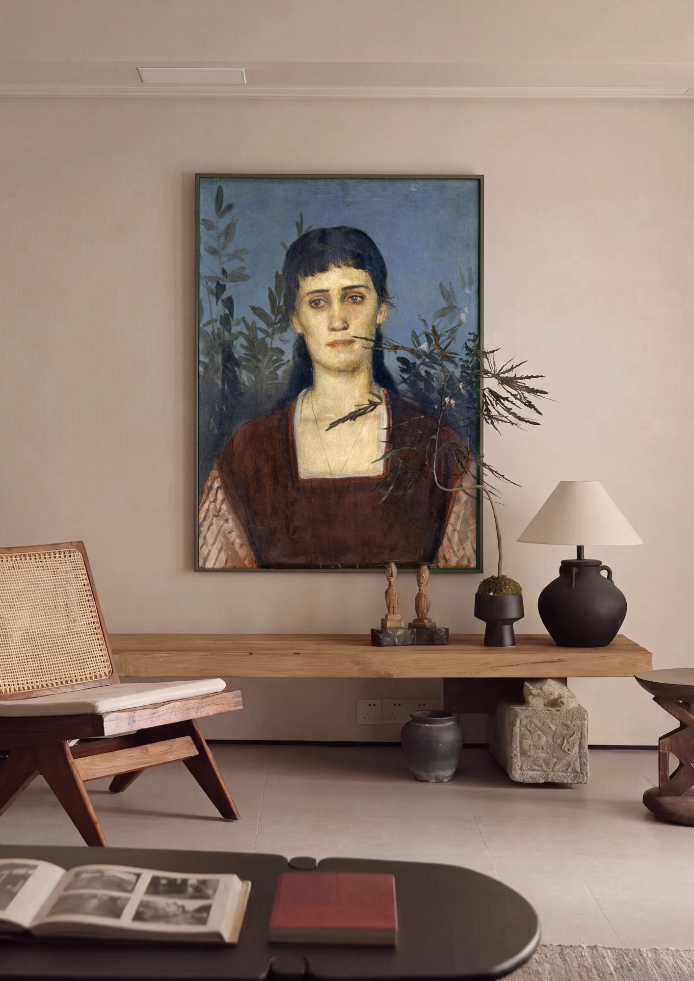 Quadro Decorativo 'A Peste' - Arnold Böcklin em ambiente decorado