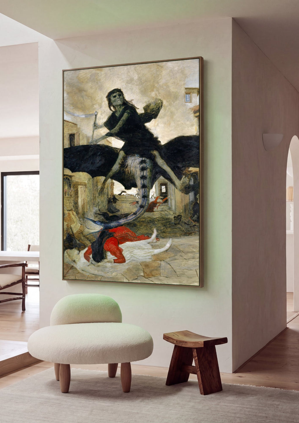 Quadro Decorativo A Peste - Arnold Böcklin em ambiente decorado