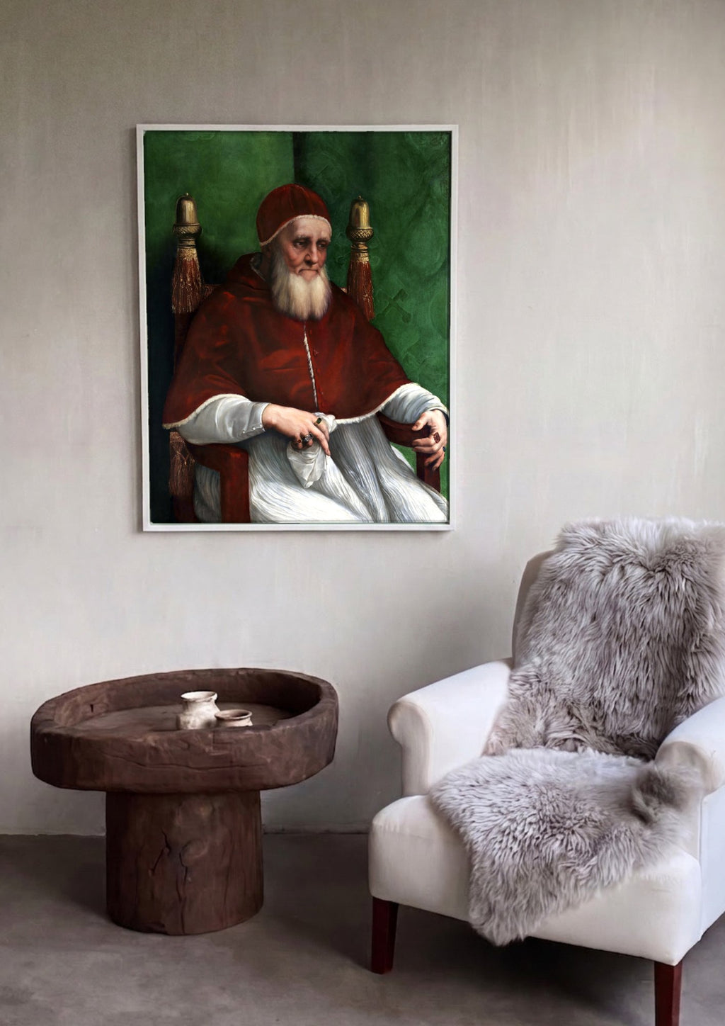Quadro Decorativo Retrato do Papa Júlio II - Rafael em ambiente decorado