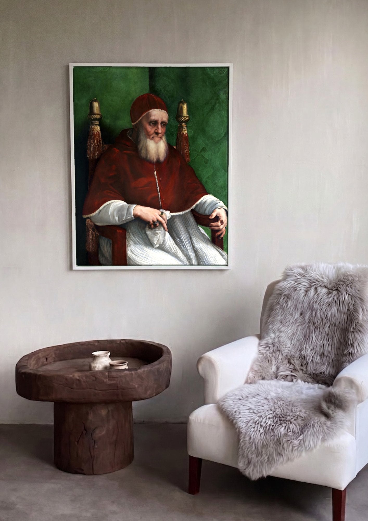 Quadro Decorativo Retrato do Papa Júlio II - Rafael em ambiente decorado