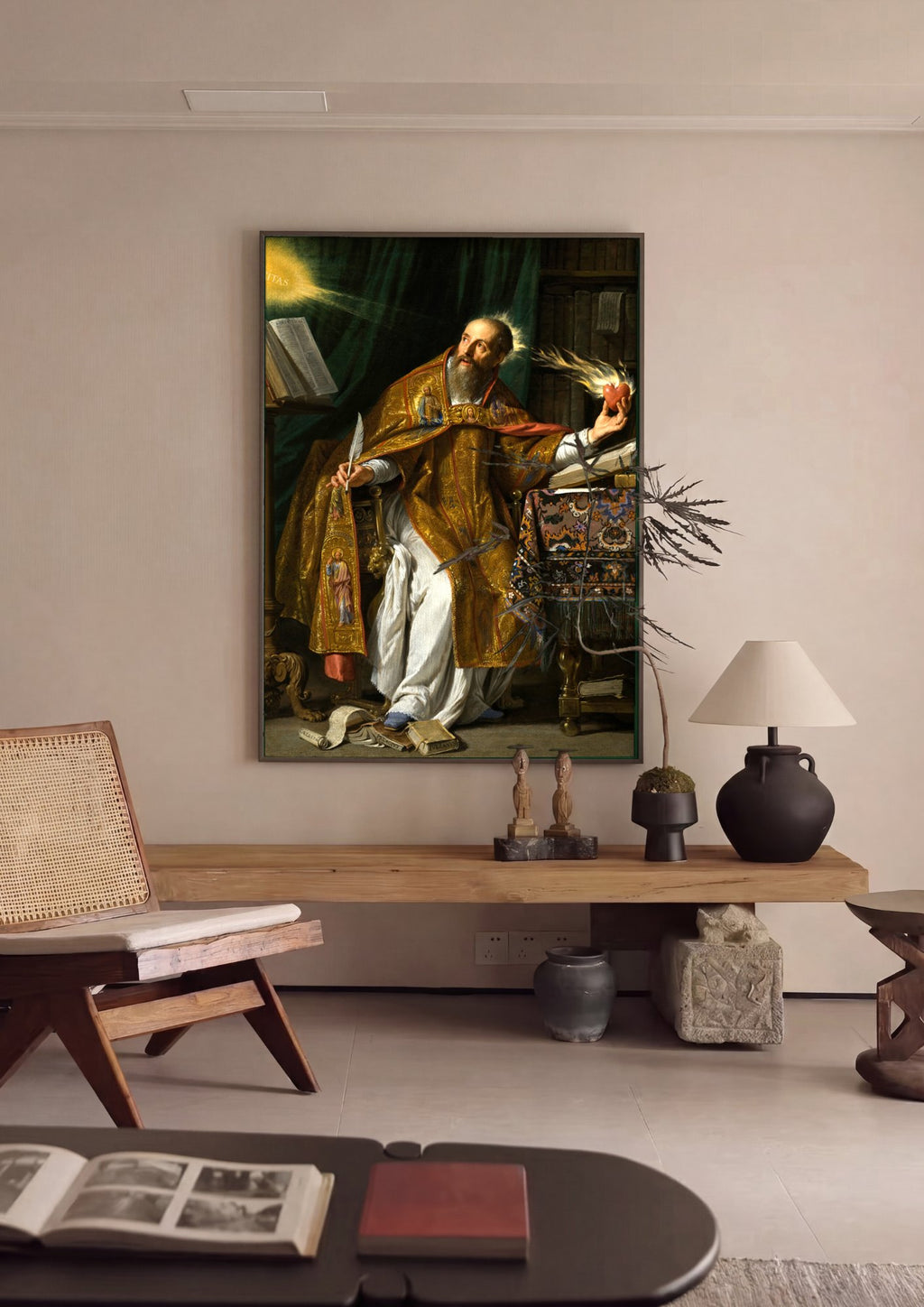 Quadro Decorativo Santo Agostinho - Philippe de Champaigne em ambiente decorado