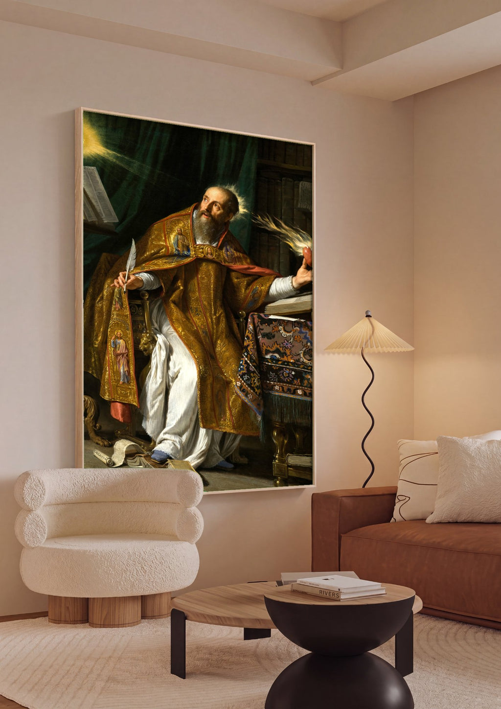 Quadro Decorativo Santo Agostinho - Philippe de Champaigne em ambiente decorado