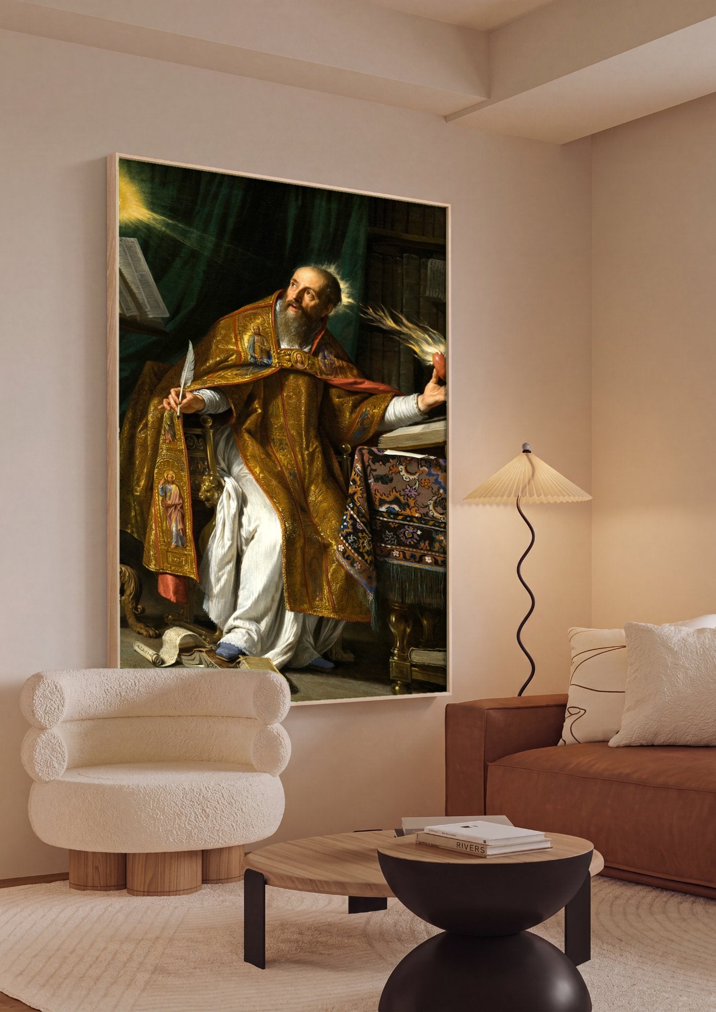 Quadro Decorativo Santo Agostinho - Philippe de Champaigne em ambiente decorado
