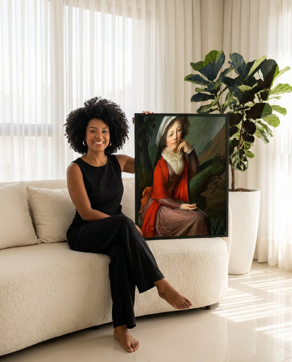 Quadro Decorativo Retrato de Mulher - Elisabeth Le Brun com modelo em ambiente