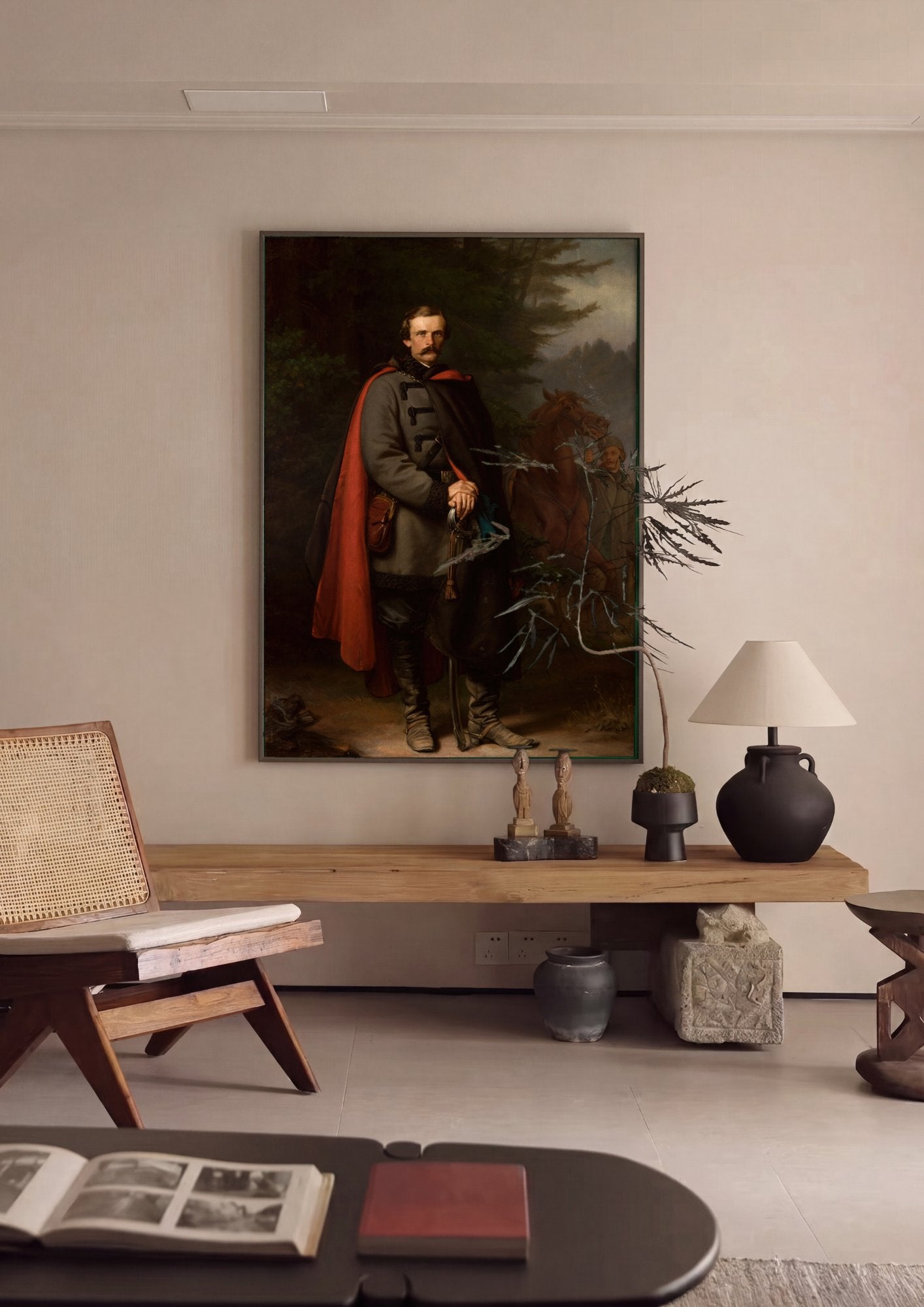 Quadro Decorativo Retrato de Homem Militar - Simmler em ambiente decorado