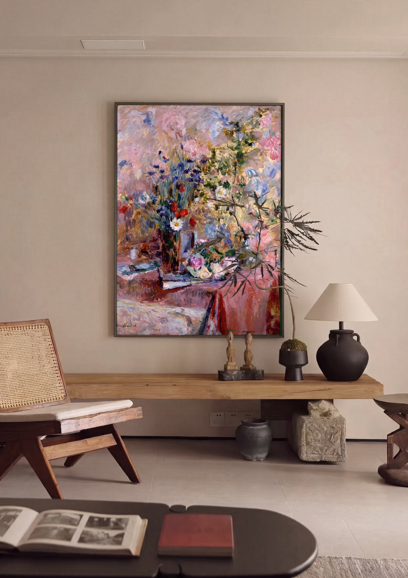 Quadro Decorativo Cesto de Flores - Vuillard em ambiente decorado