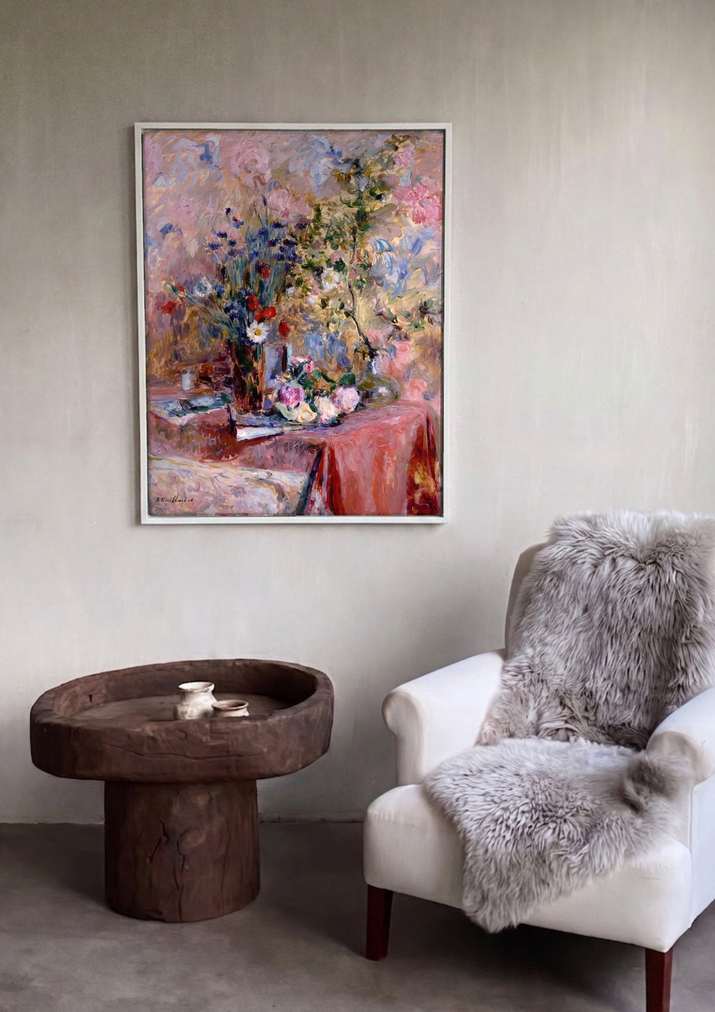 Quadro Decorativo Cesto de Flores - Vuillard em ambiente decorado