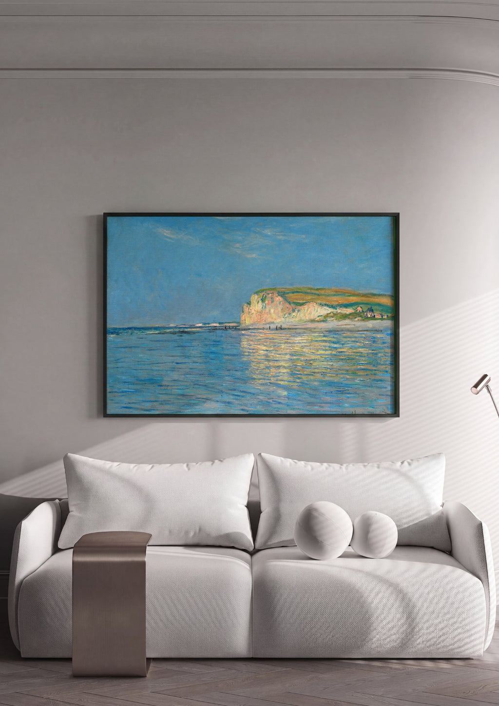 Quadro Decorativo Falésias em Pourville - Claude Monet em ambiente decorado