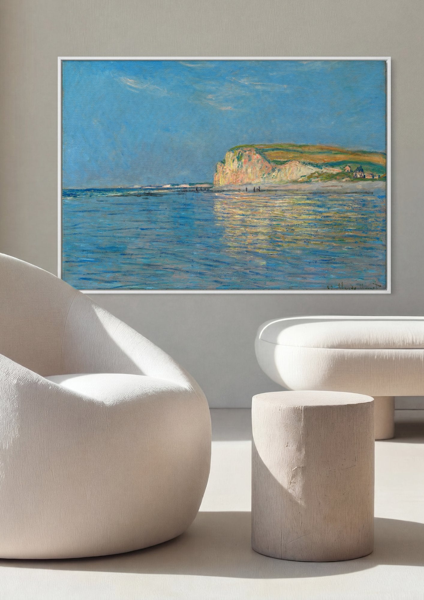 Quadro Decorativo Falésias em Pourville - Claude Monet em ambiente decorado