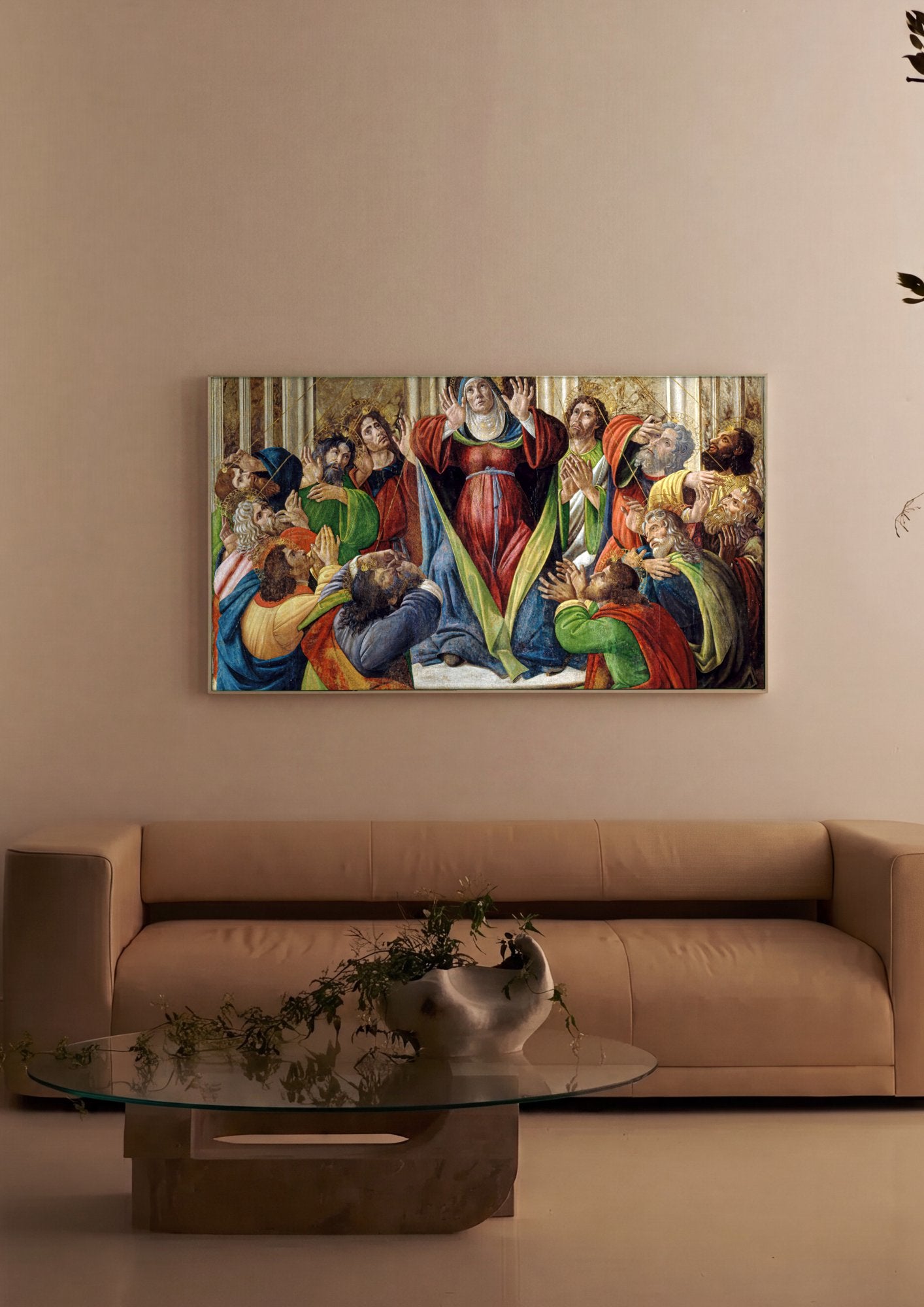 Quadro Decorativo Pentecostes - Botticelli em ambiente decorado