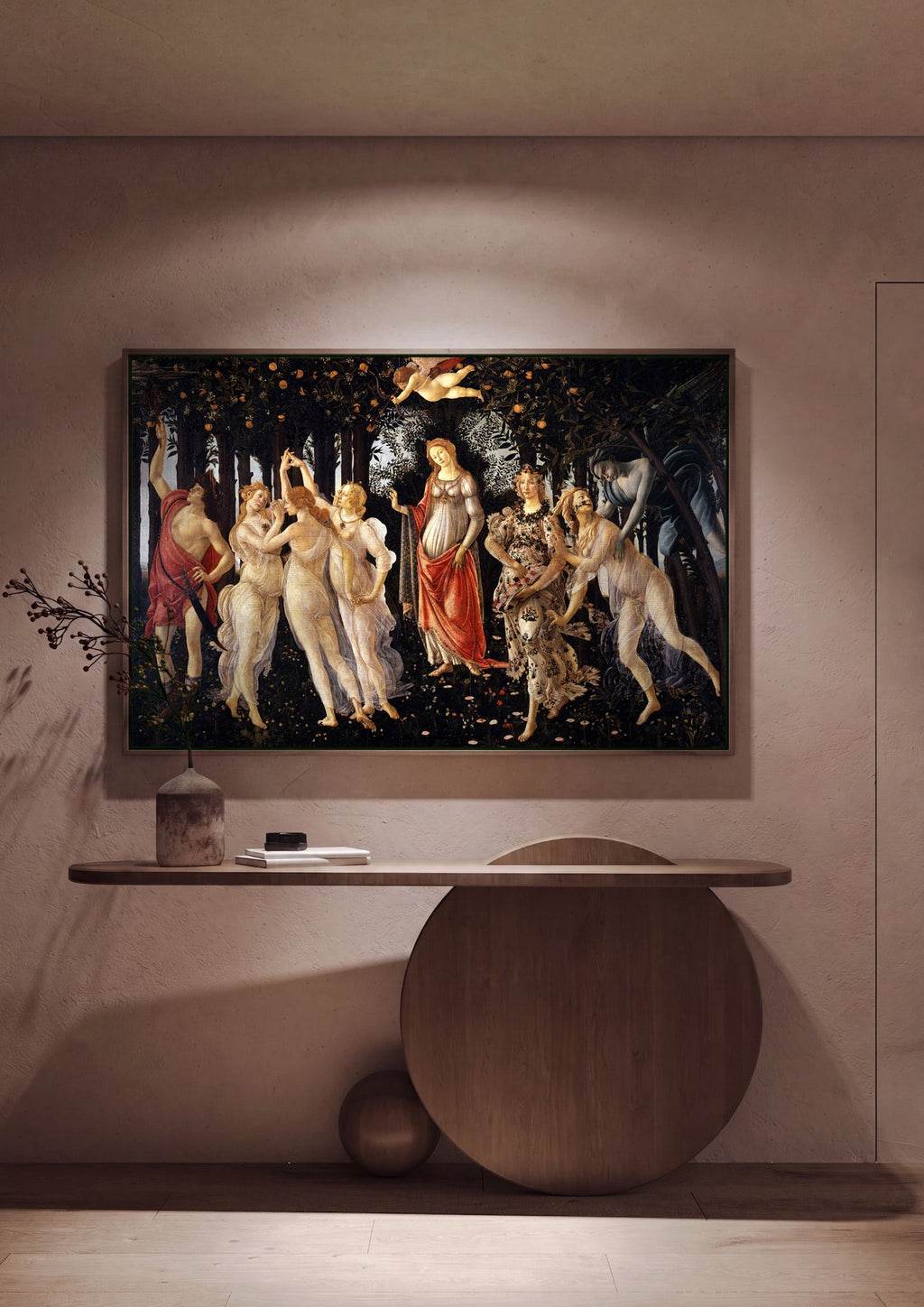 Quadro Decorativo Primavera - Botticelli em ambiente decorado